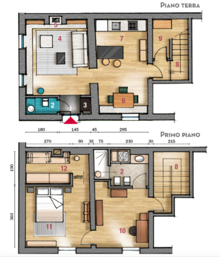 1 Ingresso 2 Bagno 3 Guardaroba 4 Soggiorno 5 Camino
6 Zona pranzo 7 Cucina
8 Scala 9 Ripostiglio
10 Studio 11 Camera matrimoniale 12 Cabina armadio 1 Ingresso 2 Bagno 3 Guardaroba 4 Soggiorno 5 Camino
6 Zona pranzo 7 Cucina
8 Scala 9 Ripostiglio
10 Studio 11 Camera matrimoniale 12 Cabina armadio