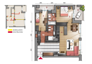 1 Ingresso
2 Zona conversazione
3 Area pranzo
4 Angolo cottura
5 Camera matrimoniale
6 Terrazzino
7 Camera
8 Bagno
9 Balcone
10 Disimpegno
11 Lavanderia 1 Ingresso
2 Zona conversazione
3 Area pranzo
4 Angolo cottura
5 Camera matrimoniale
6 Terrazzino
7 Camera
8 Bagno
9 Balcone
10 Disimpegno
11 Lavanderia