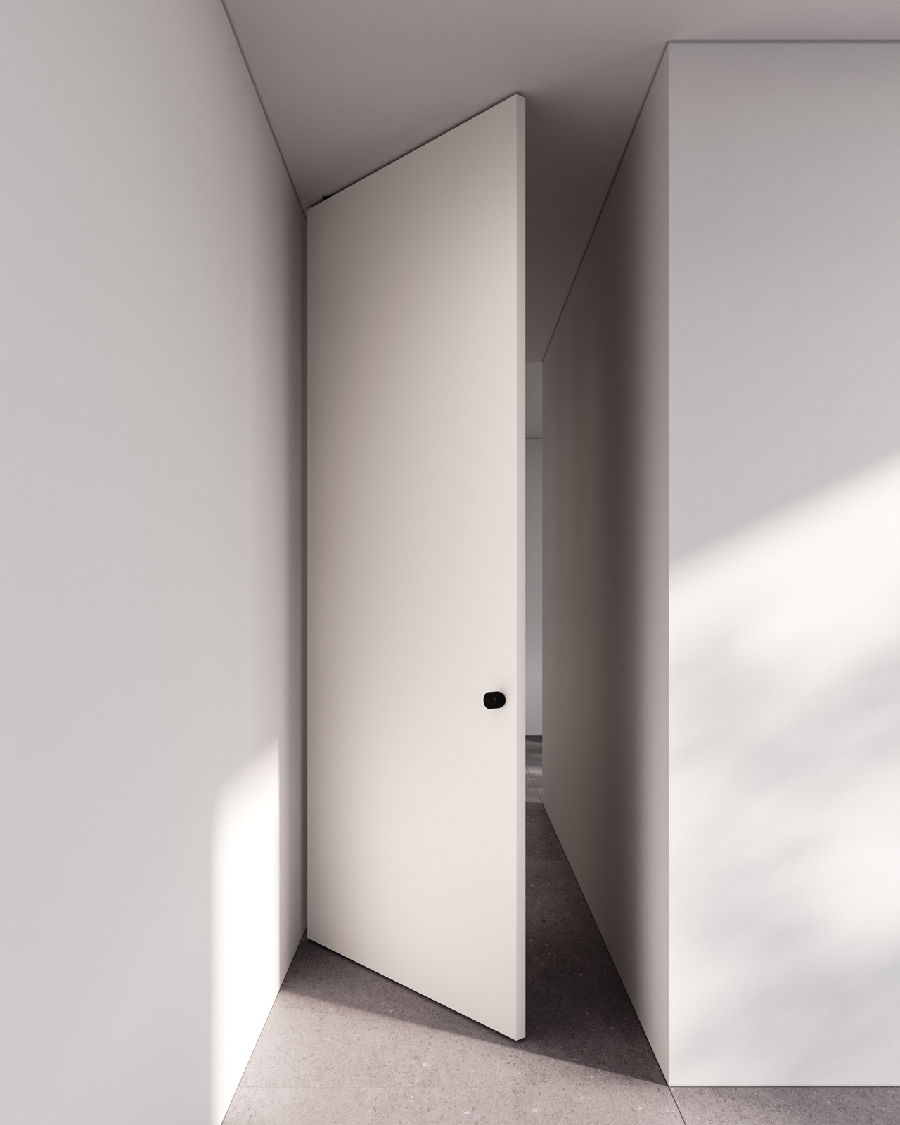 La porta BILICO è un elegante sistema di partizione con apertura su entrambi i lati. Qui è proposta nella finitura bio ULTRAopaco Grigio Lux. L’anta ruota su se stessa, con l’ausilio di un perno decentrato, grazie ad un sofisticato meccanismo dotato di rientro ammortizzato che rende questa porta simile a una quinta. La sua apertura può infatti avvenire in entrambe le direzioni, con l’arresto automatico in chiusura e con fermo dell’anta a 90° o a 180° laddove lo spazio lo consenta. È disponibile nelle nuances delle palette bio di FerreroLegno Iride e ULTRAopaco oltre che nella finitura laccato lucido e in grezzo predefinito così da potersi abbinare perfettamente al colore scelto per le pareti, trovando la sua collocazione ideale sia in ambienti contract che residenziali. La porta BILICO è un elegante sistema di partizione con apertura su entrambi i lati. Qui è proposta nella finitura bio ULTRAopaco Grigio Lux. L’anta ruota su se stessa, con l’ausilio di un perno decentrato, grazie ad un sofisticato meccanismo dotato di rientro ammortizzato che rende questa porta simile a una quinta. La sua apertura può infatti avvenire in entrambe le direzioni, con l’arresto automatico in chiusura e con fermo dell’anta a 90° o a 180° laddove lo spazio lo consenta. È disponibile nelle nuances delle palette bio di FerreroLegno Iride e ULTRAopaco oltre che nella finitura laccato lucido e in grezzo predefinito così da potersi abbinare perfettamente al colore scelto per le pareti, trovando la sua collocazione ideale sia in ambienti contract che residenziali.