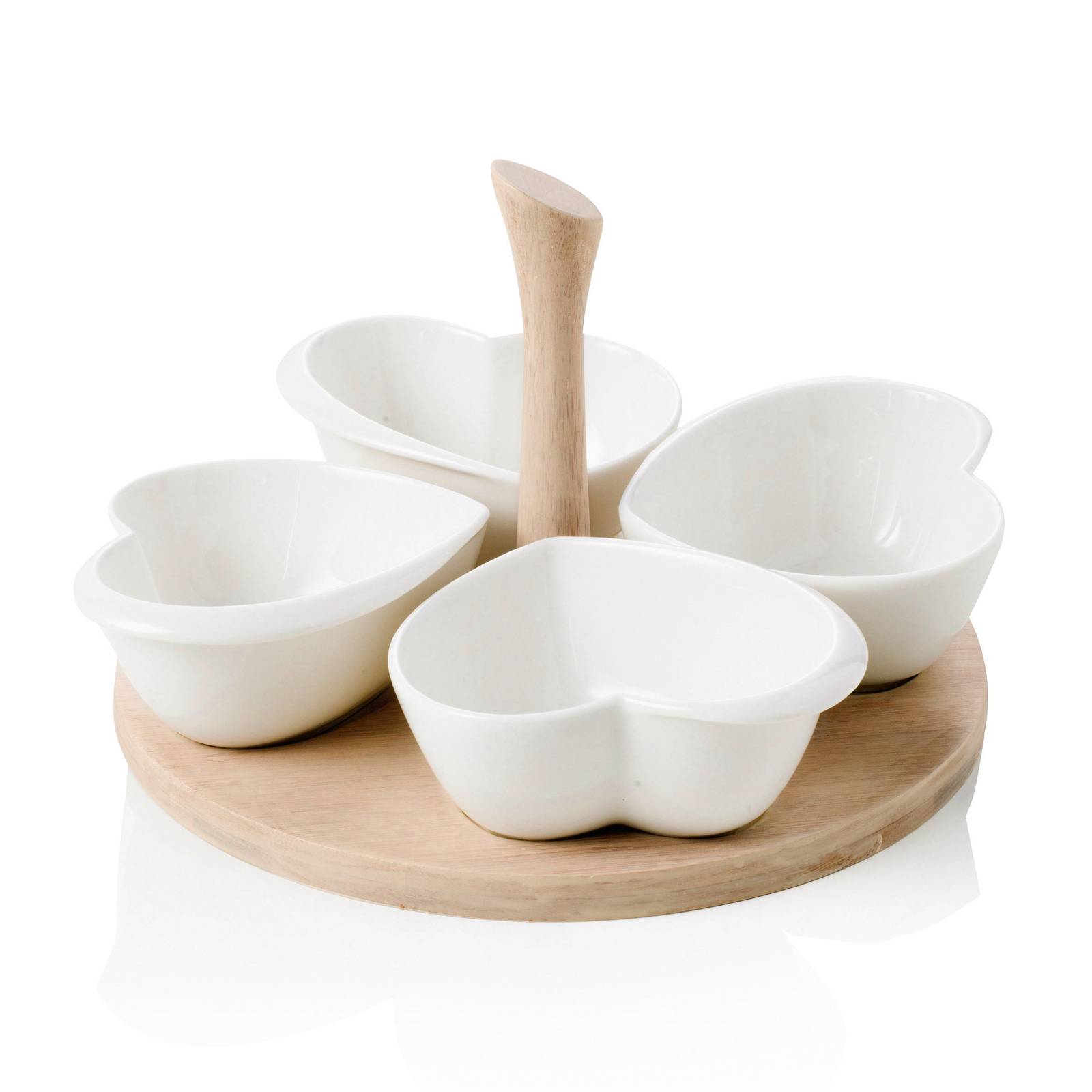 L’antipastiera Quadrifoglio Cuori di Brandani è composta da quattro ciotole a forma di cuore in porcellana e da un pratico supporto in bamboo naturale.
Misura ø20X12,5 H  cm. www.brandani.it L’antipastiera Quadrifoglio Cuori di Brandani è composta da quattro ciotole a forma di cuore in porcellana e da un pratico supporto in bamboo naturale.
Misura ø20X12,5 H  cm. www.brandani.it