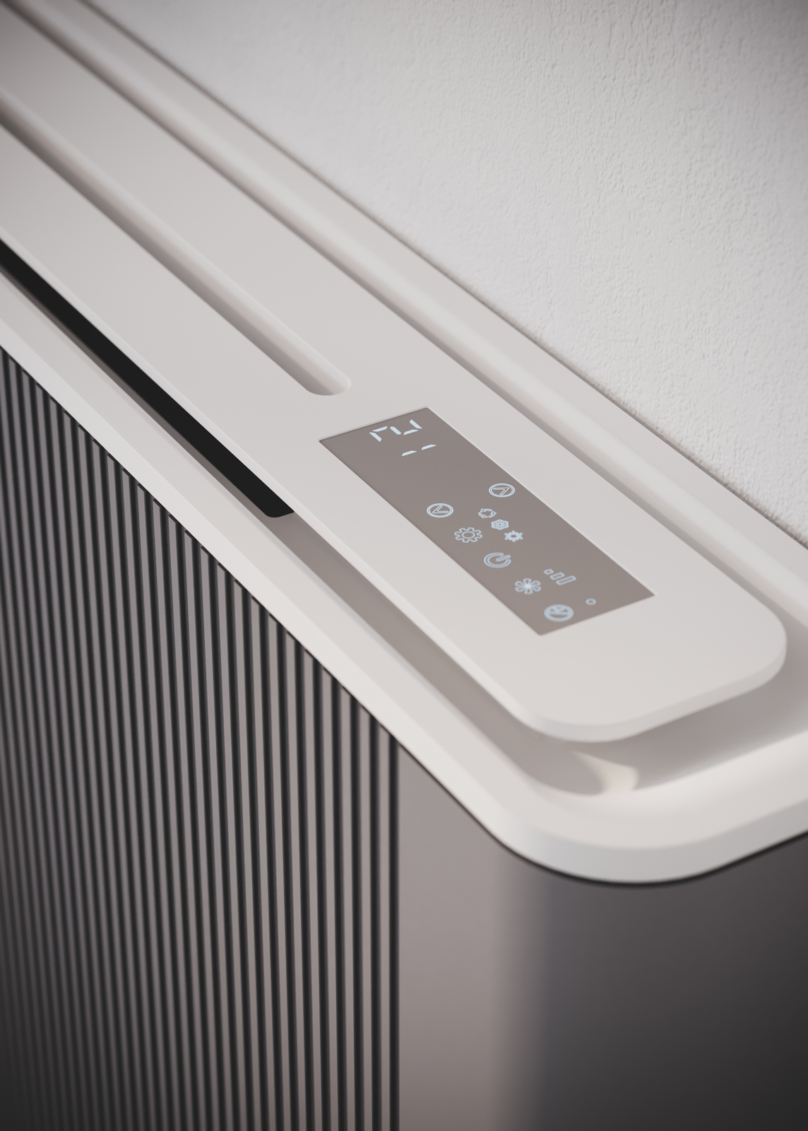 Pannello comandi di un ventilconvettore Cordivari Design Run, colore grigio.