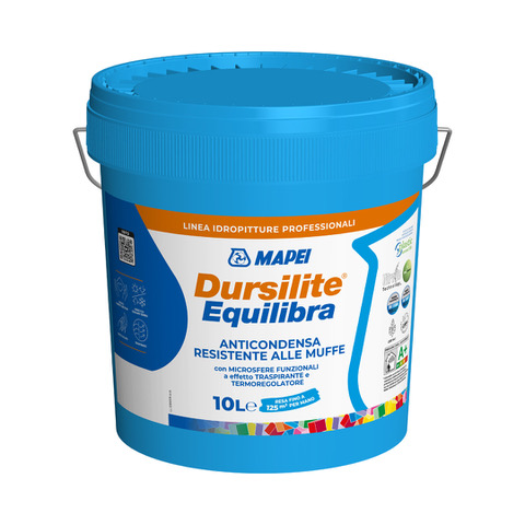 Dursilite Equilibra è la nuova idropittura professionale per interni di Mapei, che combina proprietà anticondensa, antimuffa e termoregolanti in un unico prodotto. La peculiarità del prodotto risiede nella tecnologia avanzata basata su speciali microsfere polimeriche a ridotta conduttività termica, che creano una barriera termica per proteggere le pareti dagli sbalzi di temperatura, riducendo la formazione di condensa. Il prodotto è particolarmente indicato per ambienti domestici come bagni, cucine e locali con scarsa ventilazione. Dursilite Equilibra incorpora anche la tecnologia BioBlock, sviluppata per conferire resistenza alla formazione di muffe sulle superfici trattate, garantendo una protezione duratura nel tempo. www.mapei.com Dursilite Equilibra è la nuova idropittura professionale per interni di Mapei, che combina proprietà anticondensa, antimuffa e termoregolanti in un unico prodotto. La peculiarità del prodotto risiede nella tecnologia avanzata basata su speciali microsfere polimeriche a ridotta conduttività termica, che creano una barriera termica per proteggere le pareti dagli sbalzi di temperatura, riducendo la formazione di condensa. Il prodotto è particolarmente indicato per ambienti domestici come bagni, cucine e locali con scarsa ventilazione. Dursilite Equilibra incorpora anche la tecnologia BioBlock, sviluppata per conferire resistenza alla formazione di muffe sulle superfici trattate, garantendo una protezione duratura nel tempo. www.mapei.com