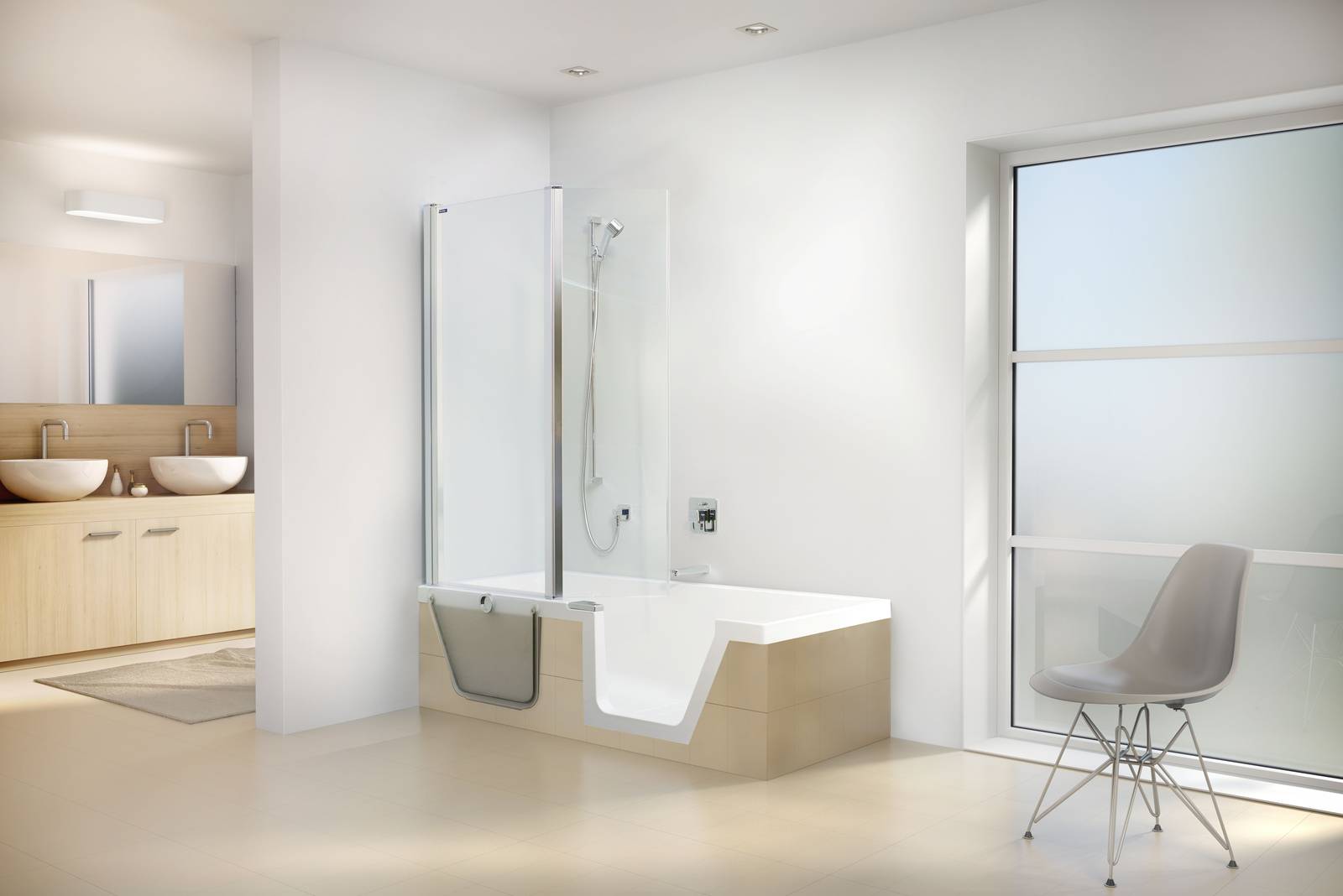 Step-in Pure di Duscholux è la vasca da bagno con soluzione doccia in un unico elemento. La base è una vasca rettangolare facilmente accessibile con una generosa apertura d'ingresso e studiata per donare il giusto spazio per la doccia. Il comodo inserto della porta in acrilico traslucido è estraibile. Particolarità funzionale unica, lo sportello si chiude solo quando si necessita dell’utilizzo del prodotto come vasca da bagno, mentre la doccia è a libero ingresso come in un normale piatto doccia. Personalizzabile in una vasta gamma di colori per abbinare la vasca al proprio bagno è disponibile in 3 misure L 160/170 x P 75 e L 180 x P 80 cm. Prezzo a partire da 3.783 euro. http://www.duscholux.com Step-in Pure di Duscholux è la vasca da bagno con soluzione doccia in un unico elemento. La base è una vasca rettangolare facilmente accessibile con una generosa apertura d'ingresso e studiata per donare il giusto spazio per la doccia. Il comodo inserto della porta in acrilico traslucido è estraibile. Particolarità funzionale unica, lo sportello si chiude solo quando si necessita dell’utilizzo del prodotto come vasca da bagno, mentre la doccia è a libero ingresso come in un normale piatto doccia. Personalizzabile in una vasta gamma di colori per abbinare la vasca al proprio bagno è disponibile in 3 misure L 160/170 x P 75 e L 180 x P 80 cm. Prezzo a partire da 3.783 euro. http://www.duscholux.com