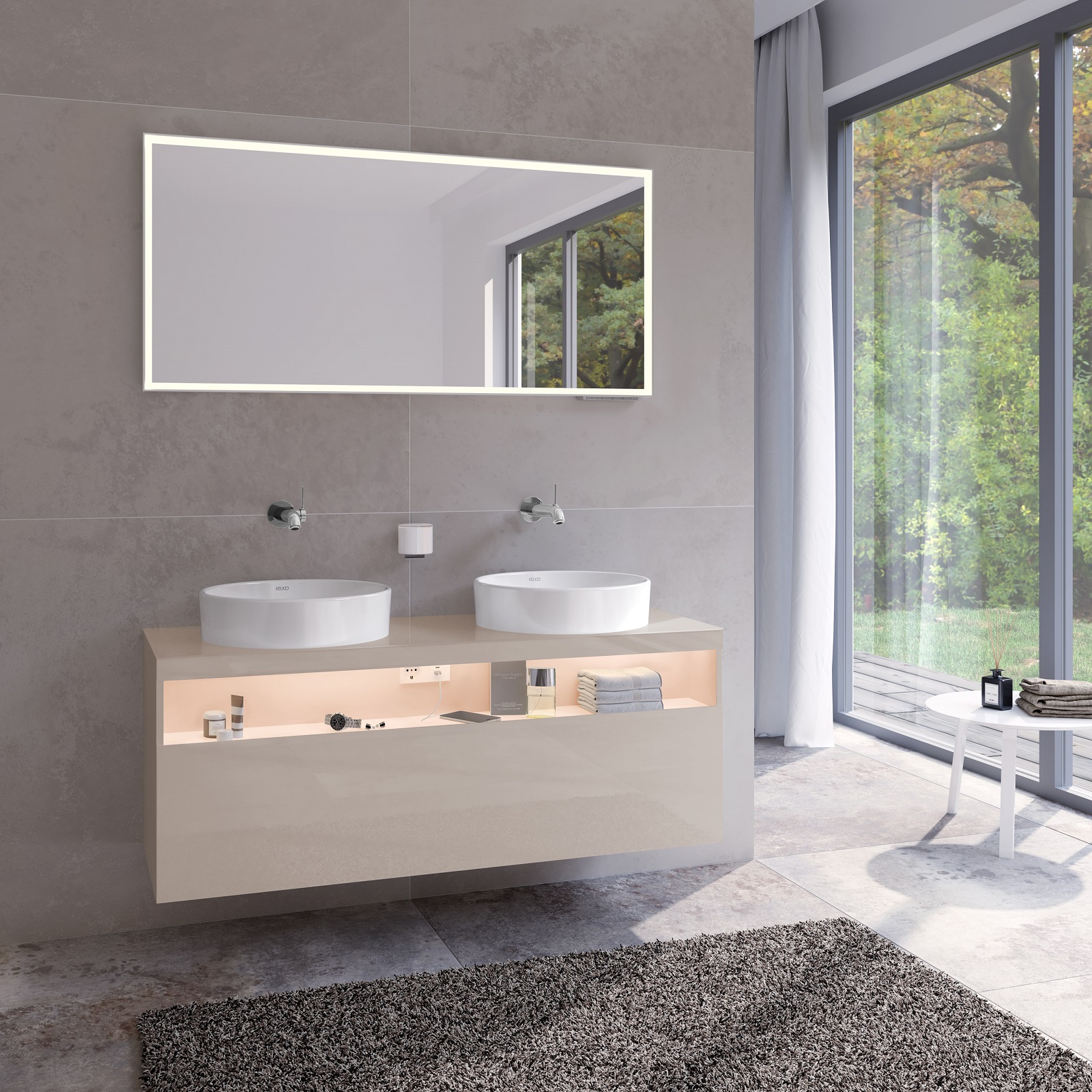 Il doppio lavabo da appoggio Stageline di Keuco in ceramica ha forma rotonda. Senza troppopieno, ha tappo di copertura in ceramica. Misura ø 40 x H 10,5 cm. Prezzo, Iva esclusa, 487,30 euro. www.keuco.com Il doppio lavabo da appoggio Stageline di Keuco in ceramica ha forma rotonda. Senza troppopieno, ha tappo di copertura in ceramica. Misura ø 40 x H 10,5 cm. Prezzo, Iva esclusa, 487,30 euro. www.keuco.com