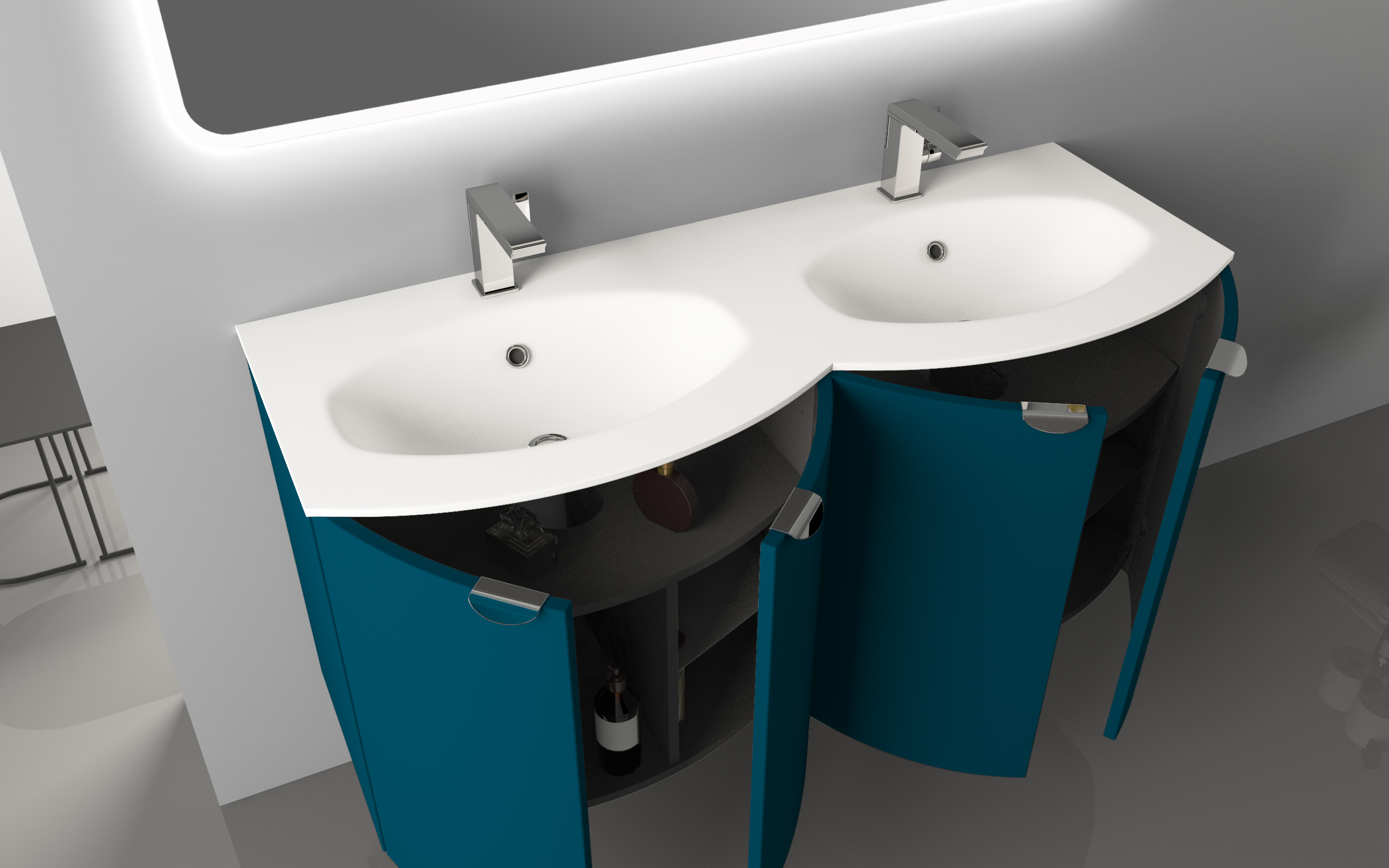 Il doppio lavabo Unitop Wave di Iperceramica con doppia vasca è in vetro bianco lucido.  Misura L 138 x P 51 cm. Prezzo 345 euro. www.iperceramica.it Il doppio lavabo Unitop Wave di Iperceramica con doppia vasca è in vetro bianco lucido.  Misura L 138 x P 51 cm. Prezzo 345 euro. www.iperceramica.it