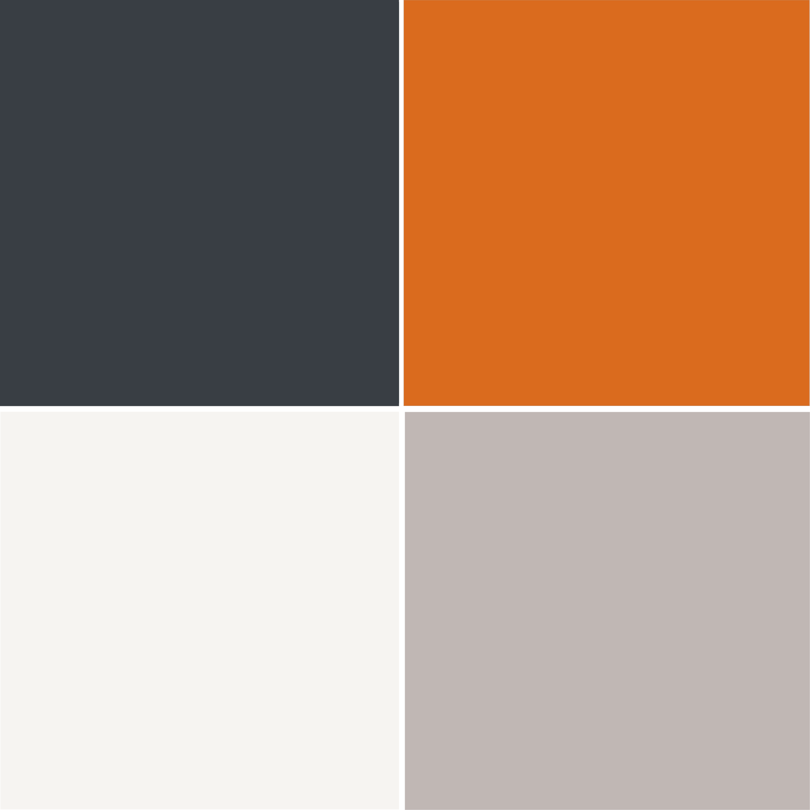 Abbinamento antracite con arancione grigio chiaro e tortora Abbinamento antracite con arancione grigio chiaro e tortora