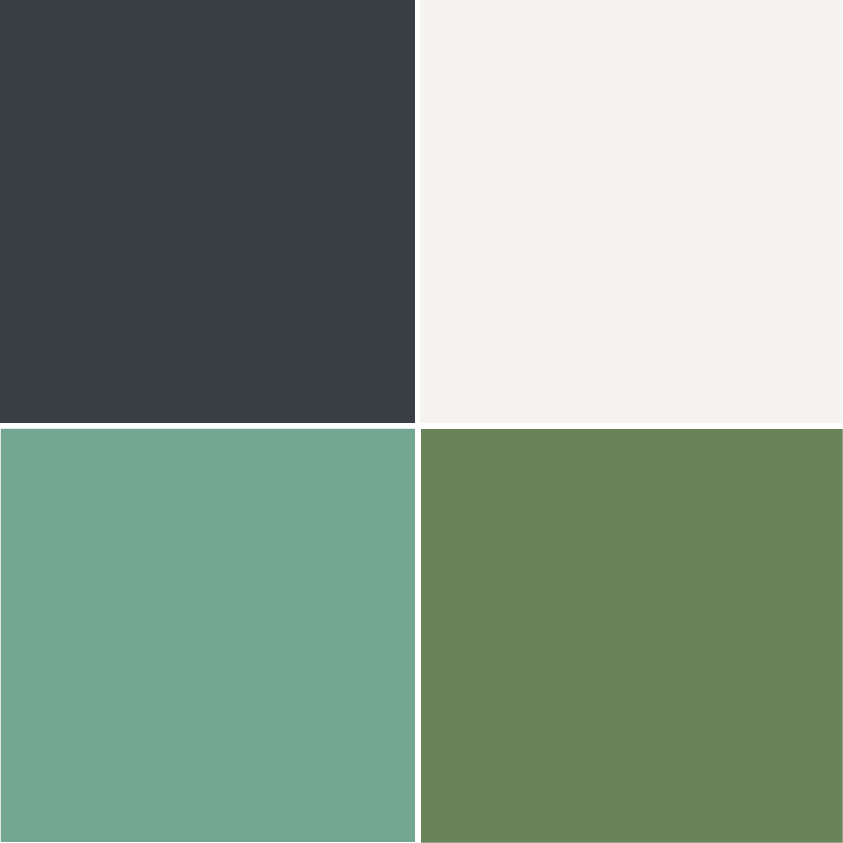 Abbinamento antracite con bianco panna e verde menta chiaro e verde salvia Abbinamento antracite con bianco panna e verde menta chiaro e verde salvia