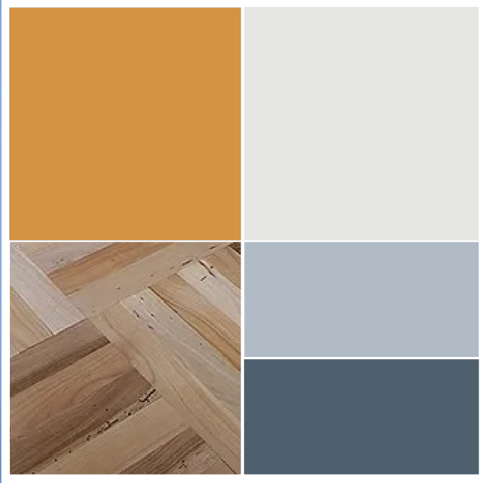 Abbinamento color ocra con bianco grigio parquet grazzo chiaro azzurro povere e azzurro carta da zucchero
