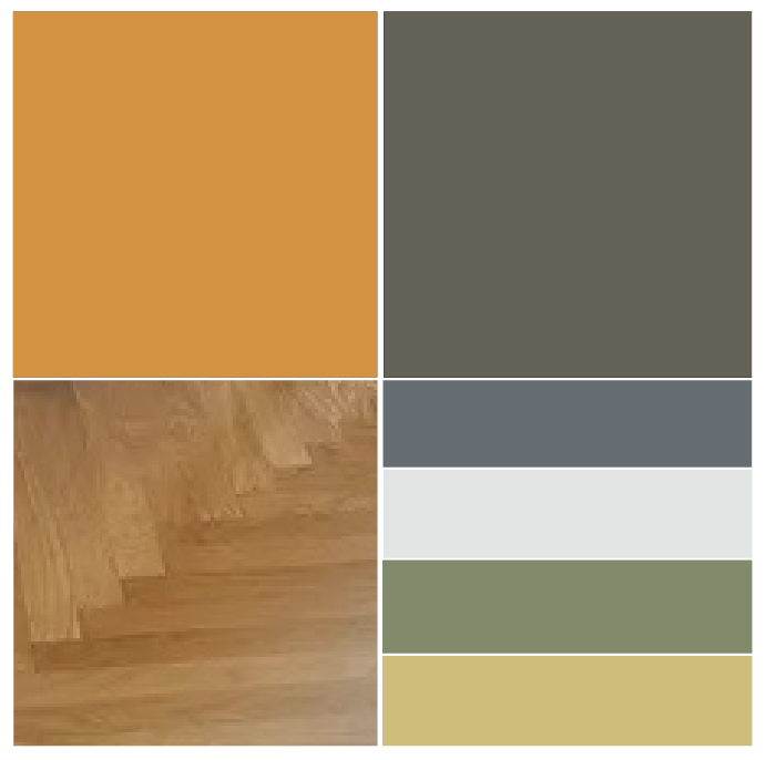 Abbinamento color ocra con grigio scuro parqet chiaro azzurro polvere azzurro chiaro verde oliva chiaro e verde acido