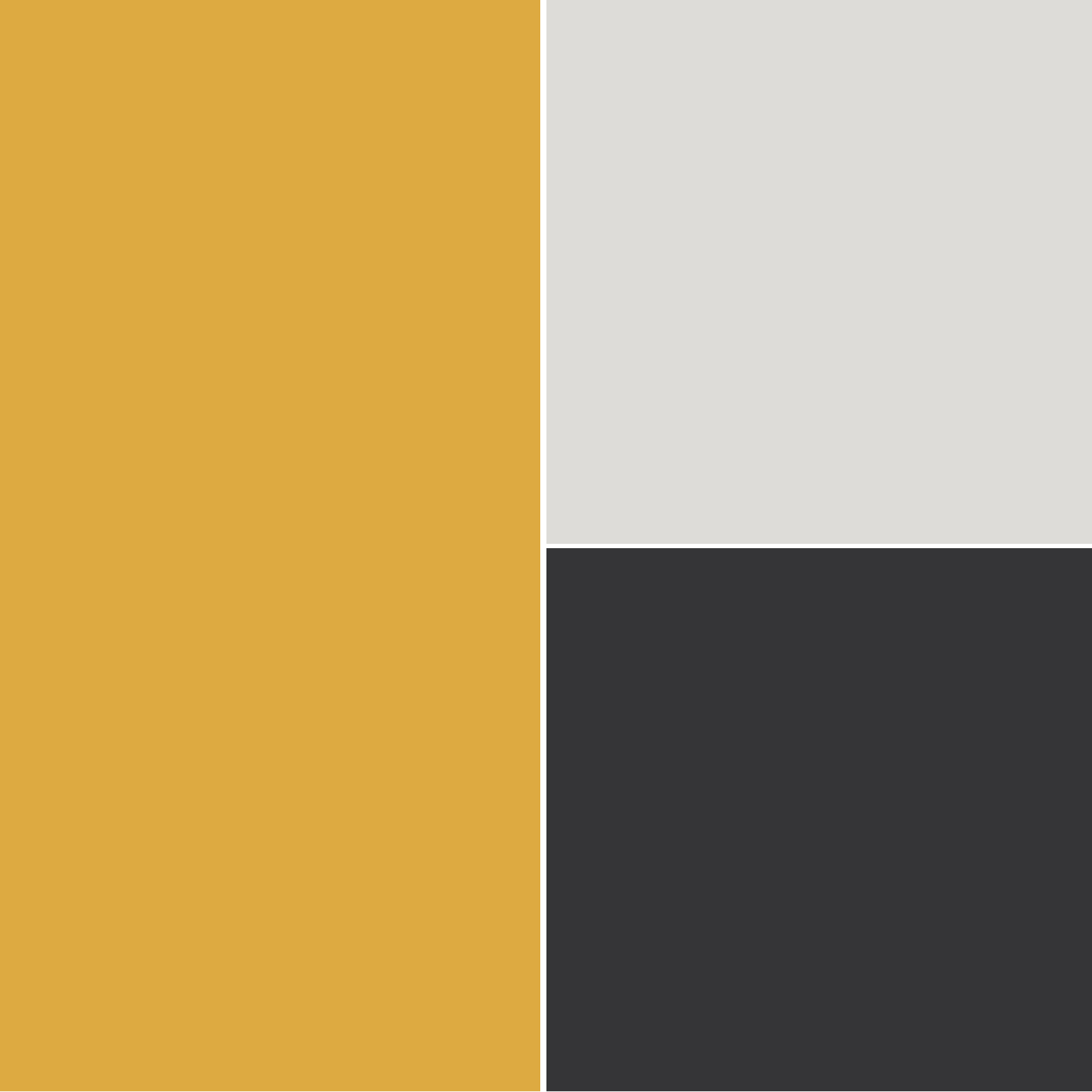 Abbinamento giallo ambra con grigio chairo e nero sporco