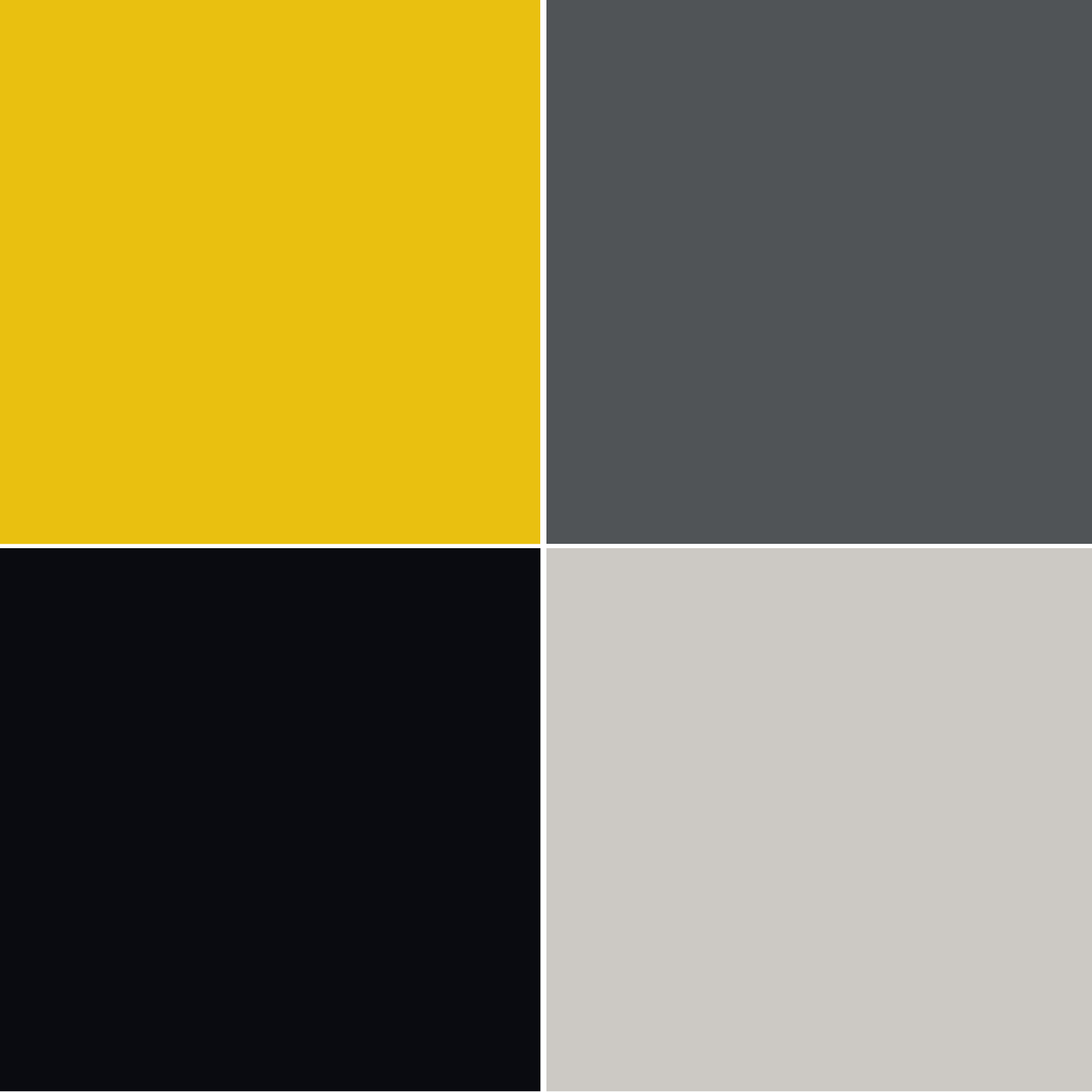 Abbinamento giallo sole con grigio, nero e grigio chiaro