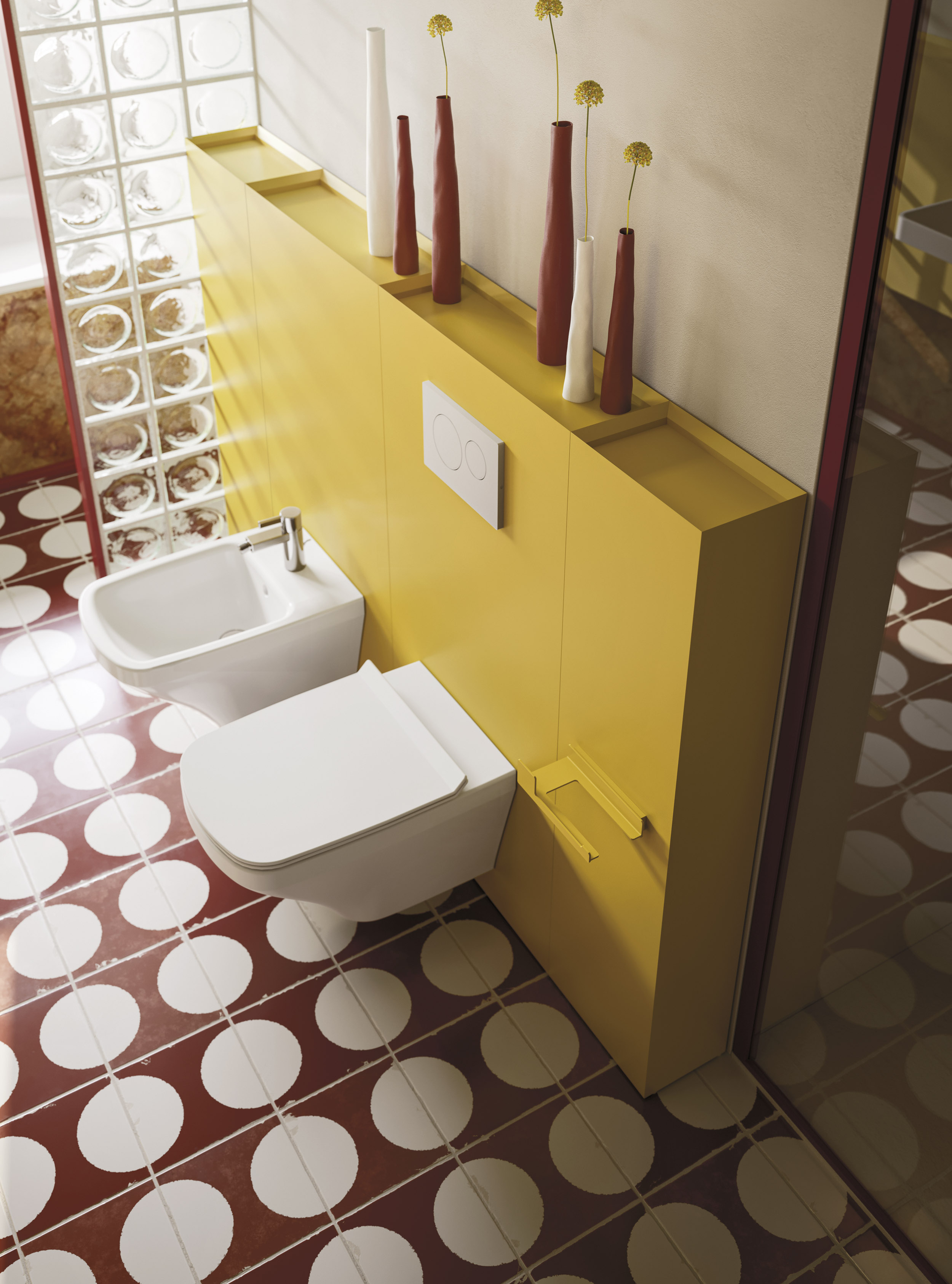 Arbi over ambientata bagno colorato con sanitari Arbi over ambientata bagno colorato con sanitari