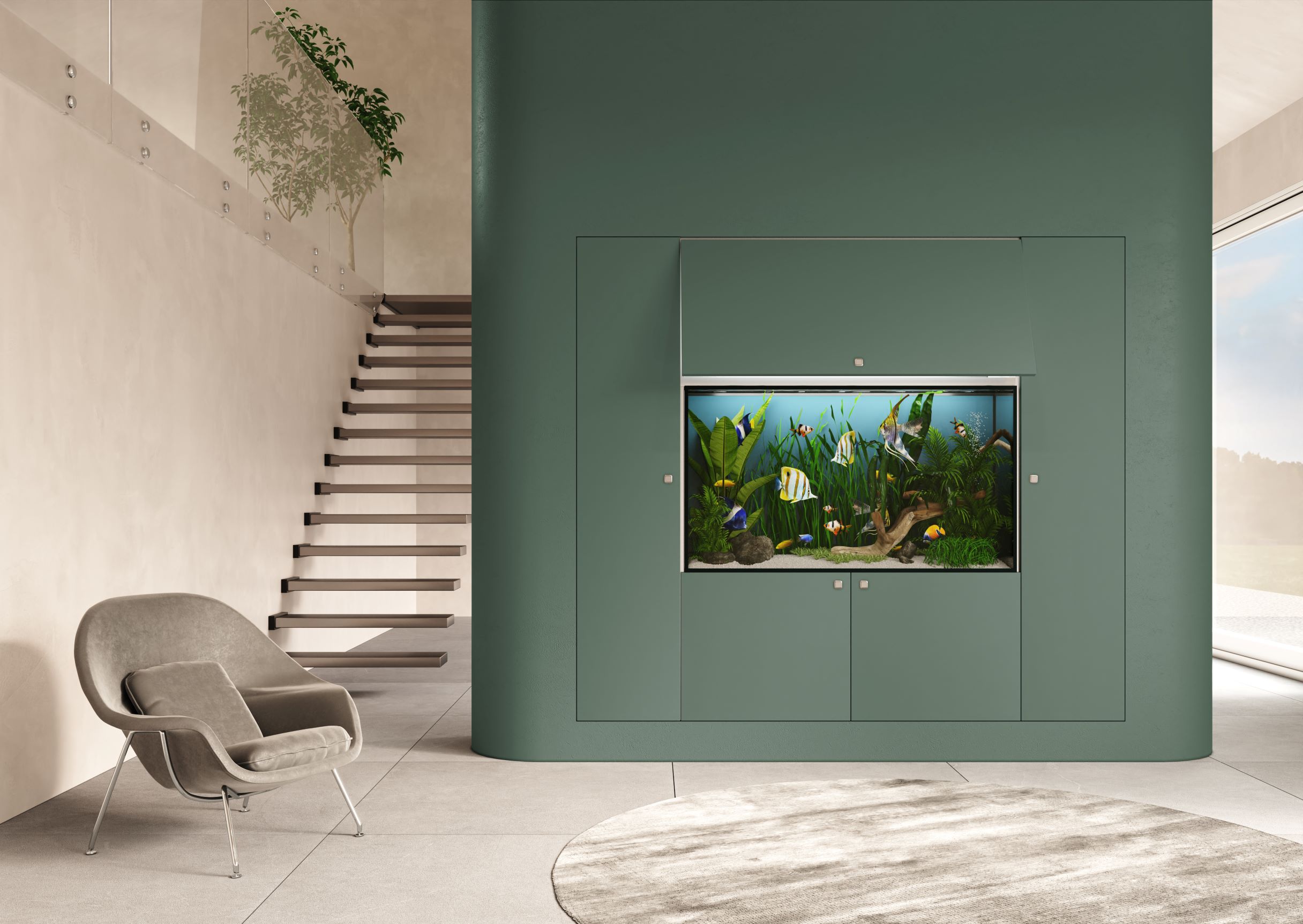 Skema, sistema di chiusure minimaliste di FerreroLegno, funzionale e su misura, qui proposto nella composizione con tre ante a battente e un’anta vasistas nella nuova finitura ecosostenibile ULTRAopaco Lichene Pure. Dimensioni anta singola Skema battente: altezza da 30 a 260 cm; larghezza da 30 a 60 cm. Dimensioni anta singola Skema Vasistas: altezza da 30 a 60 cm; larghezza da 30 a 120 cm.