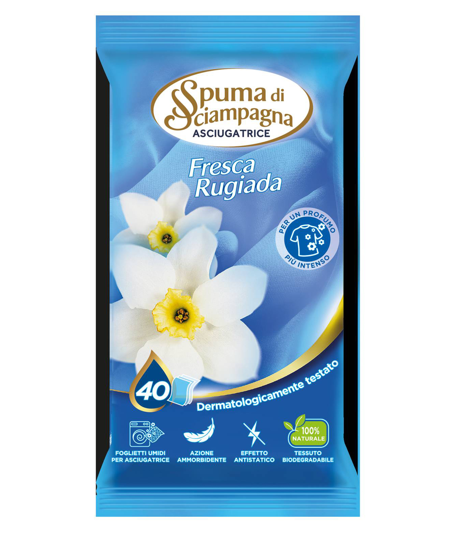 I Foglietti di Spuma di Sciampagna da utilizzare nell’asciugatrice rendono i capi profumati, morbidi e senza sgradevoli effetti antistatici. Durante il ciclo di asciugatura, il calore aiuta a sprigionare le essenze che andranno a penetrare nei tessuti lasciandoli piacevolmente profumati con note intense e durature. Dermatologicamente testati, una confezione contiene 40 foglietti. Prezzo 3,99 euro. www.spumadisciampagna.it I Foglietti di Spuma di Sciampagna da utilizzare nell’asciugatrice rendono i capi profumati, morbidi e senza sgradevoli effetti antistatici. Durante il ciclo di asciugatura, il calore aiuta a sprigionare le essenze che andranno a penetrare nei tessuti lasciandoli piacevolmente profumati con note intense e durature. Dermatologicamente testati, una confezione contiene 40 foglietti. Prezzo 3,99 euro. www.spumadisciampagna.it