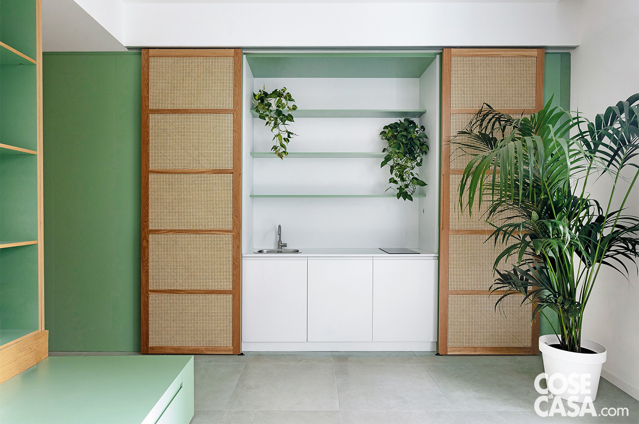 cucina ante scorrevoli aperte