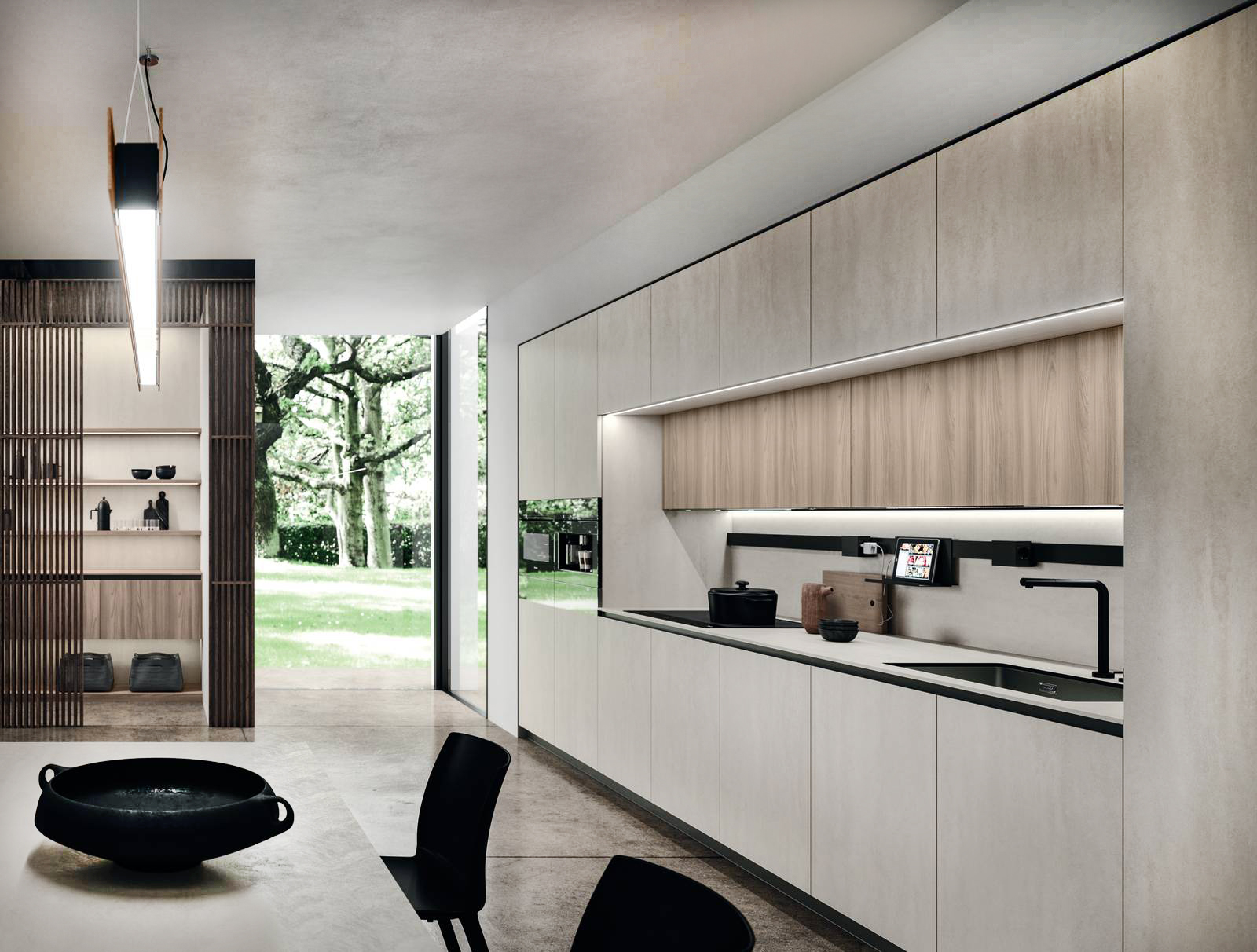 La composizione lineare Ak Project di Arrital è molto capiente grazie alla presenza di pensili sovrapposti a profondità differenziata. Le ante lisce con una colorazione beige sono declinate nella finitura materica Salina e effetto legno Gobin. Il pannello Lumina, consente un ottimale illuminazione del piano di lavoro, grazie al profilo LED integrato. Prezzo su richiesta. www.arrital.it La composizione lineare Ak Project di Arrital è molto capiente grazie alla presenza di pensili sovrapposti a profondità differenziata. Le ante lisce con una colorazione beige sono declinate nella finitura materica Salina e effetto legno Gobin. Il pannello Lumina, consente un ottimale illuminazione del piano di lavoro, grazie al profilo LED integrato. Prezzo su richiesta. www.arrital.it