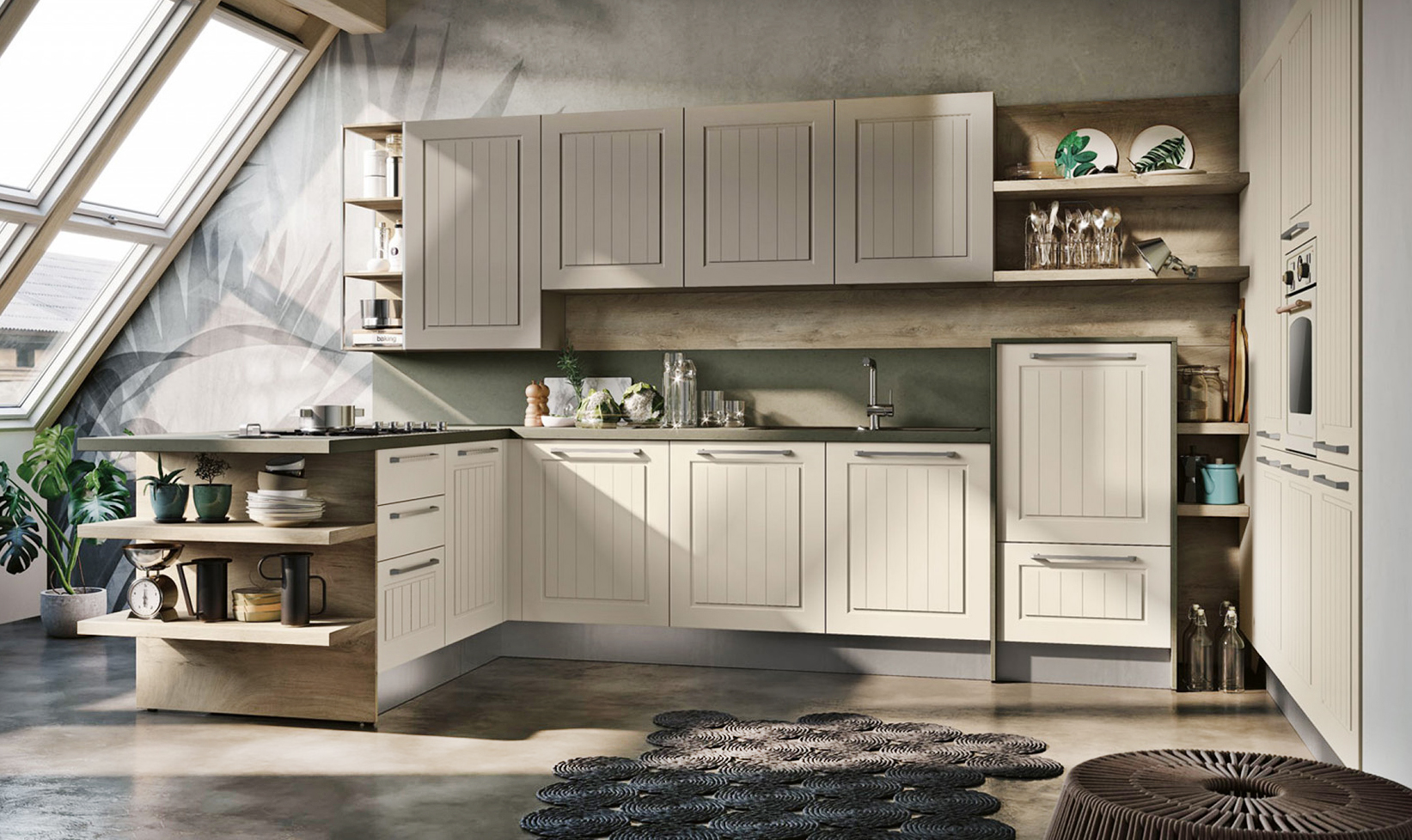 La cucina componibile Alba di Conforama ha uno stile piacevolmente retrò, sottolineato dalle ante a telaio beige con chiusura ammortizzata; la piccola penisola laterale è attrezzata con la zona cottura. Prezzo 4.790 euro prezzo con confocard 2.399 euro (per la composizione base, esclusi gli elettrodomestici). www.conforama.it La cucina componibile Alba di Conforama ha uno stile piacevolmente retrò, sottolineato dalle ante a telaio beige con chiusura ammortizzata; la piccola penisola laterale è attrezzata con la zona cottura. Prezzo 4.790 euro prezzo con confocard 2.399 euro (per la composizione base, esclusi gli elettrodomestici). www.conforama.it
