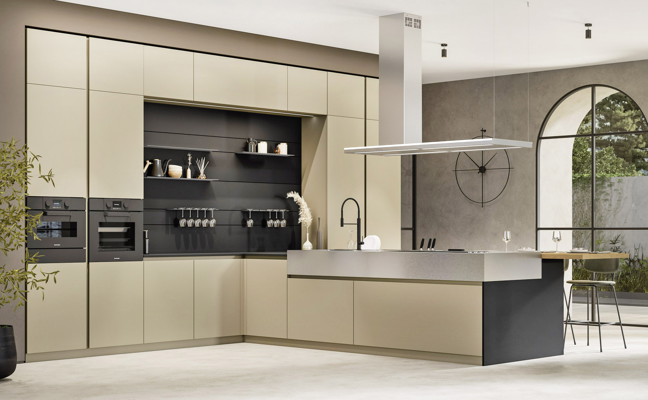 Ergonomica e funzionale la cucina Loft 2.2 Line di Arrex che è caratterizzata dalla presenza di una penisola con il piano snack in legno e da arredi con le ante lisce in laccato opaco in una calda tonalità di beige. Il piano multifunzione è realizzato in resistente acciaio; i pensili “incorniciano” la boiserie attrezzata con lo schienale nero. Un modulo base 60 cm, prezzo a partire da 290 euro + Iva. www.arrex.it Ergonomica e funzionale la cucina Loft 2.2 Line di Arrex che è caratterizzata dalla presenza di una penisola con il piano snack in legno e da arredi con le ante lisce in laccato opaco in una calda tonalità di beige. Il piano multifunzione è realizzato in resistente acciaio; i pensili “incorniciano” la boiserie attrezzata con lo schienale nero. Un modulo base 60 cm, prezzo a partire da 290 euro + Iva. www.arrex.it