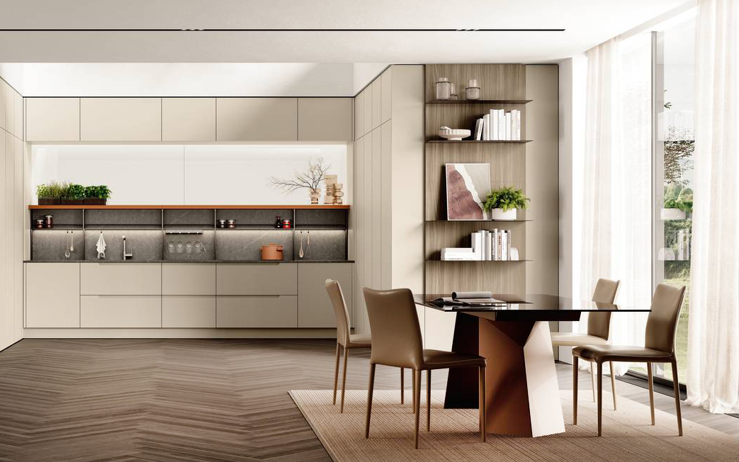 Una palette di colori sofisticata nelle sfumature del beige per le ante della cucina Modula di Febal Casa che si sviluppa all'interno di una sorta di nicchia nel living, ottimizzando al meglio lo spazio nella zona giorno. Le ante lisce sono realizzate in laccato opaco. Prezzo su richiesta. https://www.febalcasa.com Una palette di colori sofisticata nelle sfumature del beige per le ante della cucina Modula di Febal Casa che si sviluppa all'interno di una sorta di nicchia nel living, ottimizzando al meglio lo spazio nella zona giorno. Le ante lisce sono realizzate in laccato opaco. Prezzo su richiesta. https://www.febalcasa.com