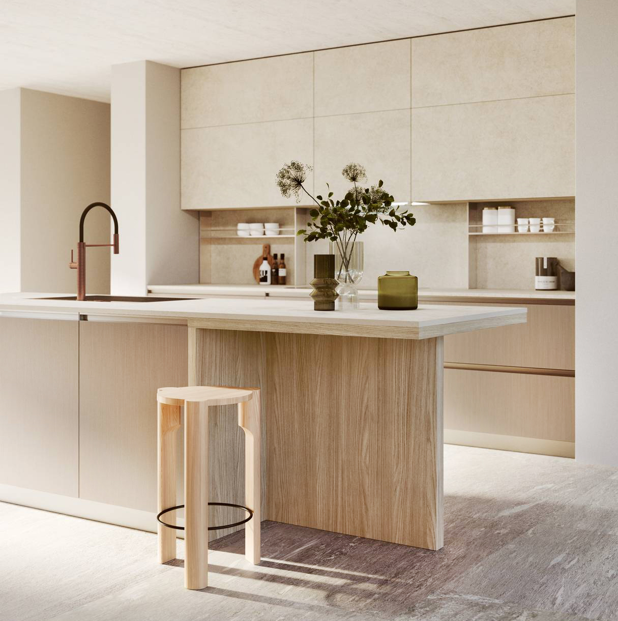 I pensili, il top e lo schienale della “luminosa” composizione in linea Progetto 10 di Doimo Cucine sono realizzati in MDi Ananda beige come il piano snack che poggia su una struttura di pannelli in Synchroface olmo Paglia collegati alle basi in Synchroface Metal Deserto. Prezzo su richiesta. www.doimocucine.com I pensili, il top e lo schienale della “luminosa” composizione in linea Progetto 10 di Doimo Cucine sono realizzati in MDi Ananda beige come il piano snack che poggia su una struttura di pannelli in Synchroface olmo Paglia collegati alle basi in Synchroface Metal Deserto. Prezzo su richiesta. www.doimocucine.com