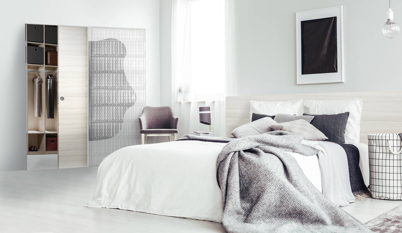 I controtelai per porte scorrevoli a scomparsa Dierre possono essere utilizzati anche per realizzare una pratica cabina armadio