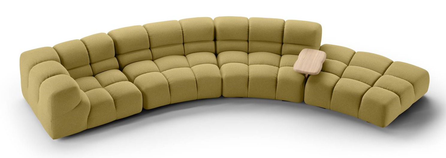 Una nuova veste per l'iconico divano modulare e flessibile Tufty – Time 20 di B&B Italia che compie venti anni: è presentato con volumi, imbottiture e altezze delle sedute riprogettati per aumentare il comfort; inoltre, la struttura è completamente disassemblabile a fine vita. È composto da 14 moduli, tra cui un elemento curvo, con una generosa e soffice imbottitura e un rivestimento      trapuntato. https://www.bebitalia.com/it - Fuorisalone, B&B Italia –Via Durini 14, Milano.