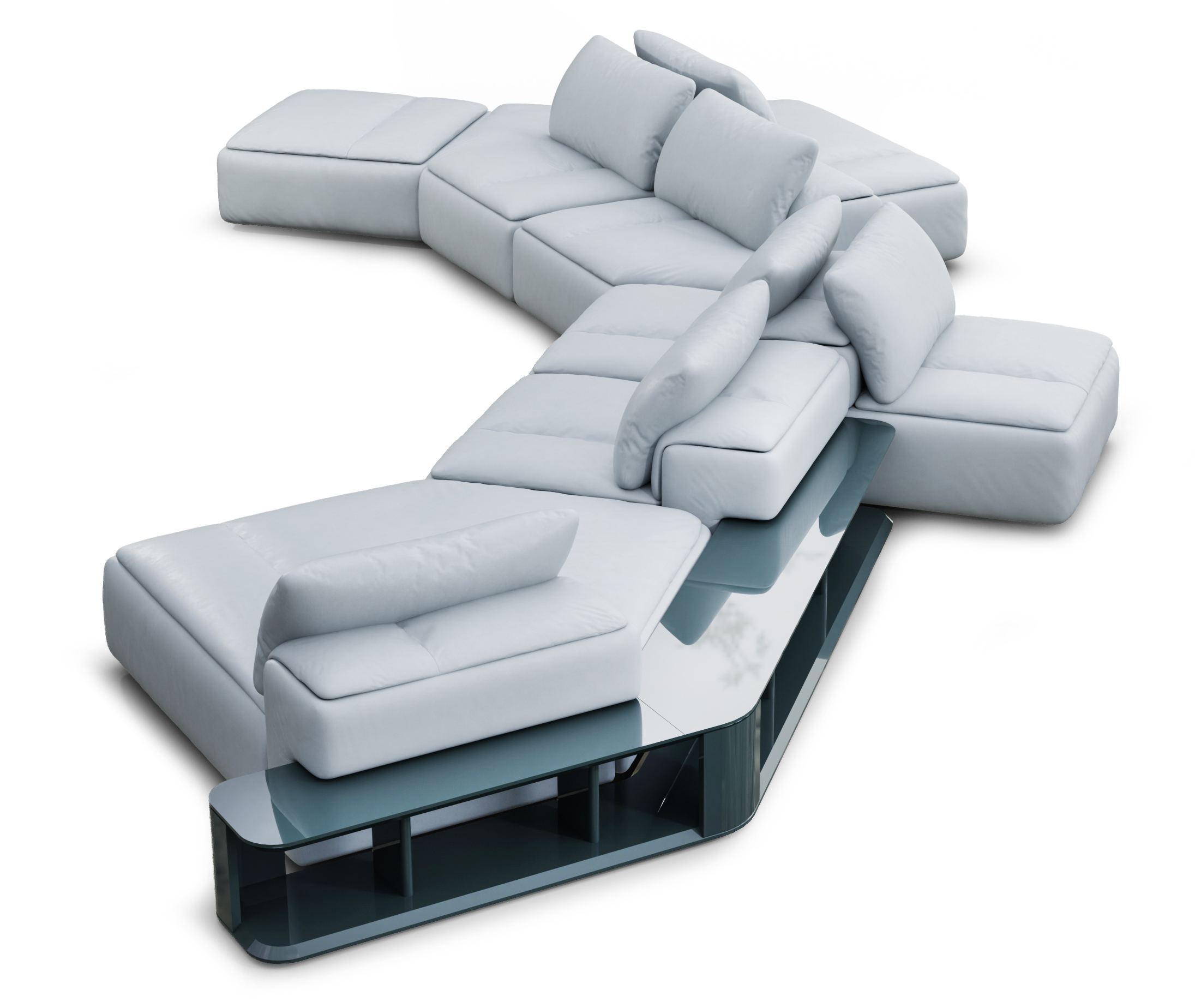 Il divano a isola Amama di Natuzzi Italia ridefinisce il concetto di convivialità e versatilità: la modularità consente di ridifinire lo spazio attraverso configurazioni bifacciali per un risultato inusuale e moderno. https://www.natuzzi.com – Fuorisalone, Natuzzi Italia flagship store – Via Durini 24, Milano.