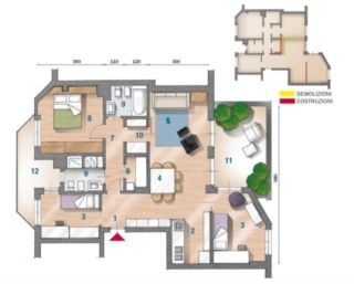 Nella piantina il tavolo si trova appoggiato al muro.