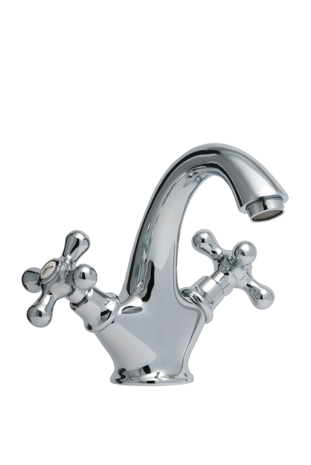 Il gruppo lavabo a sezione cilindrica in ottone finitura cromo OLIMPIA di Iperceramica ha manopole a 4 punte e rompigetto. Prezzo 158,90 euro. www.iperceramica.it