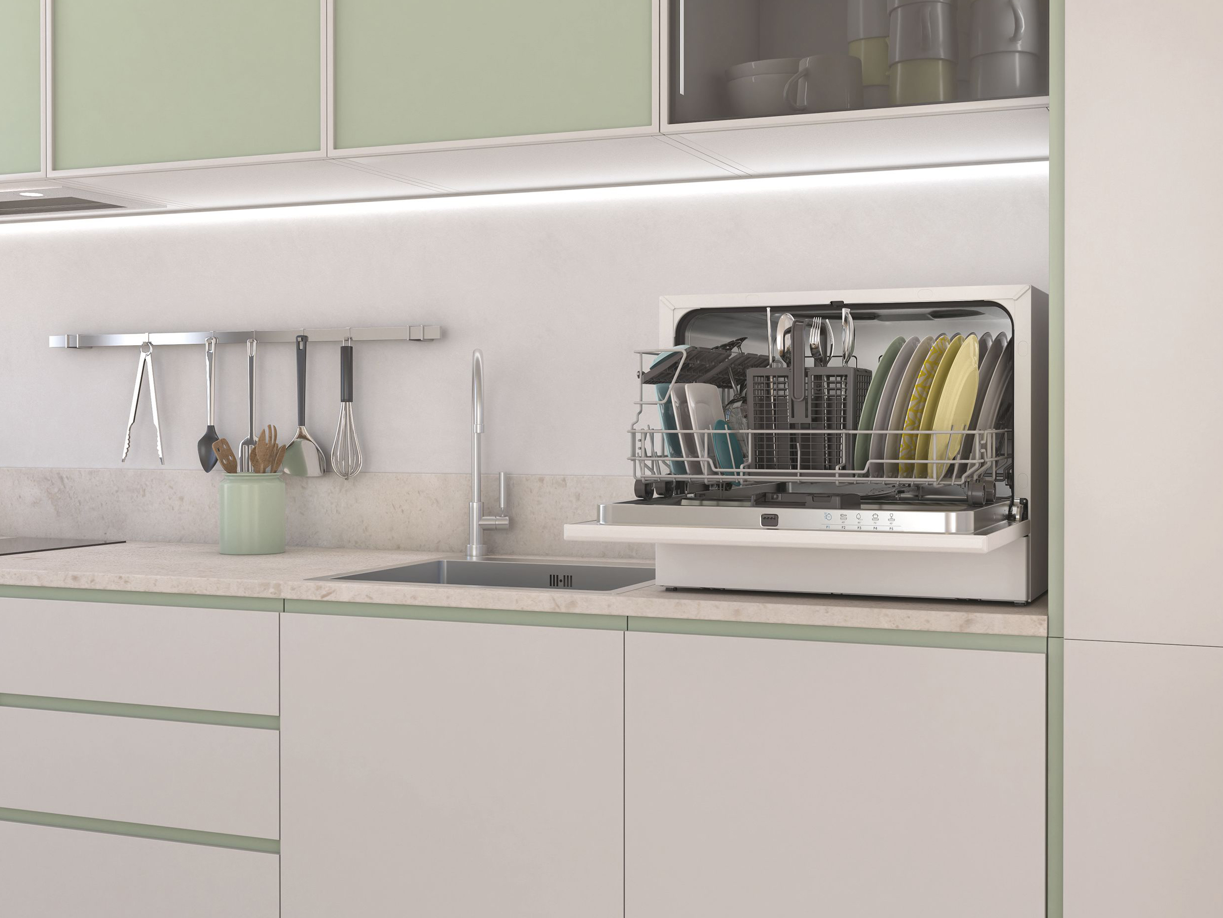 Da appoggio, la lavastoviglie per 6 coperti Posable di CP 6E51LW Candy consuma soli 6,5 litri di acqua per un servizio ottimale ed ecologico. Ha spie luminose che avvisano quando sale e brillantante stanno terminando ed è dotata di avvio impostazione per l’avvio ritardato. È regolabile su 6 programmi di lavaggio e 5 diverse temperature. Misura L 50 x P 55 x H 44 cm. Prezzo 379 euro. www.candy.it Da appoggio, la lavastoviglie per 6 coperti Posable di CP 6E51LW Candy consuma soli 6,5 litri di acqua per un servizio ottimale ed ecologico. Ha spie luminose che avvisano quando sale e brillantante stanno terminando ed è dotata di avvio impostazione per l’avvio ritardato. È regolabile su 6 programmi di lavaggio e 5 diverse temperature. Misura L 50 x P 55 x H 44 cm. Prezzo 379 euro. www.candy.it