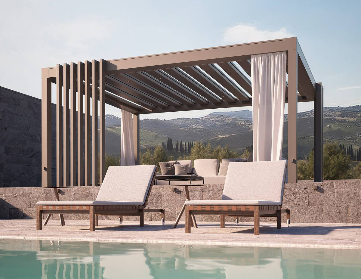 È caratterizzata da lame alternate in alluminio, fisse e mobili, capaci si sollevarsi e sovrapporsi le une sulle altre, seguendo il naturale movimento del sole, la pergola bioclimatica Carrera di Pratic. La tecnologia, che permette alle lame mobili di sollevarsi e scorrere fino a scomparire al di sopra di quelle fisse in un allineamento perfetto, unita ai sensori meteo consente di sfruttarla dall'alba al tramonto. https://www.pratic.it - Salone del mobile 2025, padiglione 24, Stand C25. È caratterizzata da lame alternate in alluminio, fisse e mobili, capaci si sollevarsi e sovrapporsi le une sulle altre, seguendo il naturale movimento del sole, la pergola bioclimatica Carrera di Pratic. La tecnologia, che permette alle lame mobili di sollevarsi e scorrere fino a scomparire al di sopra di quelle fisse in un allineamento perfetto, unita ai sensori meteo consente di sfruttarla dall'alba al tramonto. https://www.pratic.it - Salone del mobile 2025, padiglione 24, Stand C25.