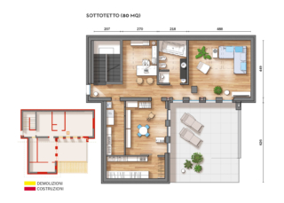 planimetria sottotetto 180 mq terrazzo