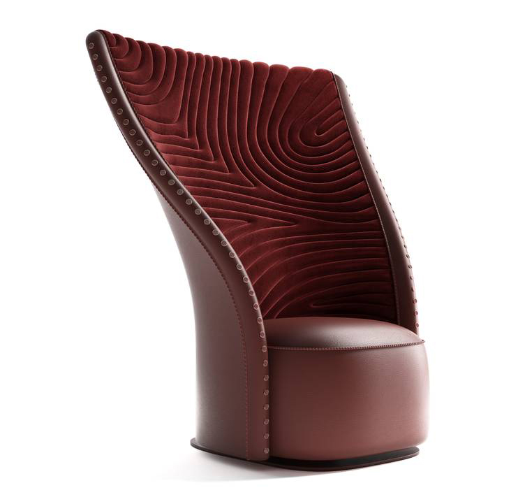 Il decoro ondulato presente sull'alto schienale interno della poltrona Nevada di Roberto Cavalli Home Interiors si ispira alle dune del deserto. La struttura è rivestita in pregiata pelle Gleam trapuntata in velluto Mark; la base è realizzata in metallo con una finitura laccata opaca. https://robertocavallihomeinteriors.onirogroup.it - Salone del mobile 2025, padiglione 13, Stand D03. Il decoro ondulato presente sull'alto schienale interno della poltrona Nevada di Roberto Cavalli Home Interiors si ispira alle dune del deserto. La struttura è rivestita in pregiata pelle Gleam trapuntata in velluto Mark; la base è realizzata in metallo con una finitura laccata opaca. https://robertocavallihomeinteriors.onirogroup.it - Salone del mobile 2025, padiglione 13, Stand D03.