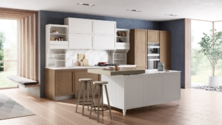 Contempo di Creo Kitchens è una cucina che unisce tradizione e innovazione. Rievoca infatti la tradizione grazie alle ante a vetro con inglesina e a quelle dogate, ma guarda alla funzionalità con l’inserimento di elementi high-tech. Classico e moderno sono in sintonia grazie ad elementi che recuperano la tradizione come la cappa oppure innovativi come il nuovo supporto “Cross” dell’isola. Le ampie soluzioni contenitive si inseriscono nello spazio senza appesantirlo. Rispetta il benessere di chi la vive e dell’ambiente grazie all’utilizzo di vernici ad acqua. Misure: L 357 x P 95,5 x H 87 cm. Prezzo 1.004 euro. www.creokitchens.it Contempo di Creo Kitchens è una cucina che unisce tradizione e innovazione. Rievoca infatti la tradizione grazie alle ante a vetro con inglesina e a quelle dogate, ma guarda alla funzionalità con l’inserimento di elementi high-tech. Classico e moderno sono in sintonia grazie ad elementi che recuperano la tradizione come la cappa oppure innovativi come il nuovo supporto “Cross” dell’isola. Le ampie soluzioni contenitive si inseriscono nello spazio senza appesantirlo. Rispetta il benessere di chi la vive e dell’ambiente grazie all’utilizzo di vernici ad acqua. Misure: L 357 x P 95,5 x H 87 cm. Prezzo 1.004 euro. www.creokitchens.it