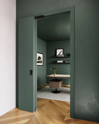 Nell’immagine la nuova porta pieghevole FOLD di FerreroLegno, elegante soluzione salvaspazio qui proposta nella finitura bio ULTRAopaco Laguna Dark con apertura a 180°. Nell’immagine la nuova porta pieghevole FOLD di FerreroLegno, elegante soluzione salvaspazio qui proposta nella finitura bio ULTRAopaco Laguna Dark con apertura a 180°.