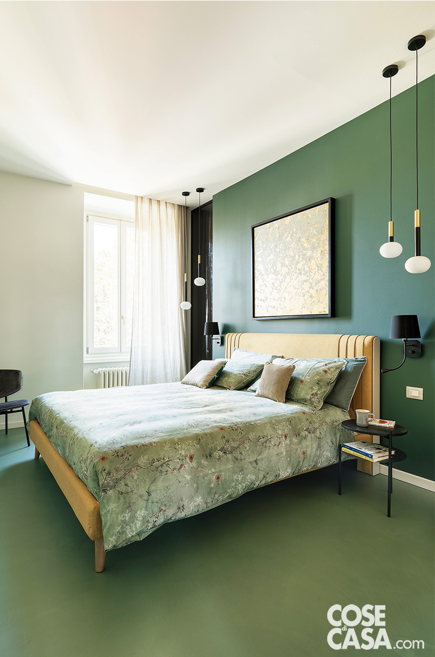 camera da letto parete verde