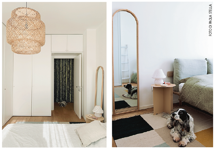 ARMADIO su misura Mobilificio Mobiline. www.mobilinesrl.com l LAMPADA A SOSPENSIONE di Ikea. www.ikea.com l SPECCHIO di Zara Home. www.zarahome.com.
LETTO di Tomasella. www.tomasella.it l TAVOLINO-COMODINO di HK Living. hkliving.com l TAPPETO di Ferm LIving. www.fermliving.com