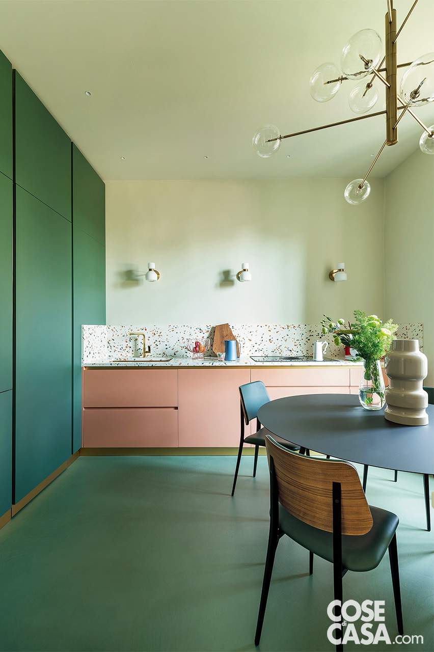 cucina rosa e verde