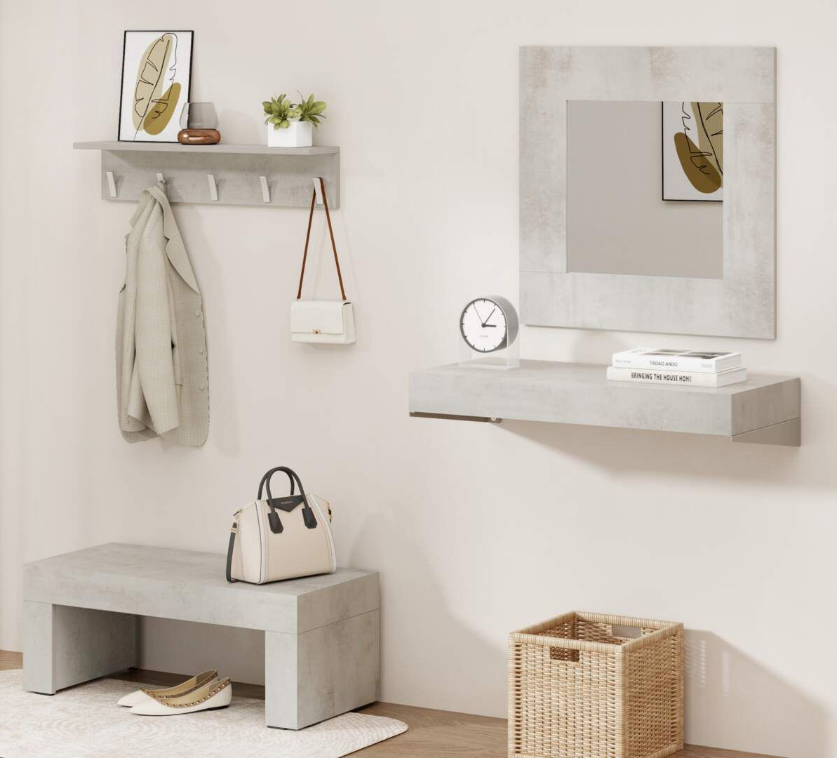 Una raffinata colorazione grigio cemento per la panca Evolution di Fiver Mobili che è completamente realizzata in nobilitato melaminico di alta qualità che la rende resistente e facile da pulire. La linea essenziale e la colorazione chiara la rendono facile da ambientare in qualsiasi corridoio. Misura L 90 x P 40 x H 35 cm. Prezzo 196,90 euro. https://www.mobilifiver.com