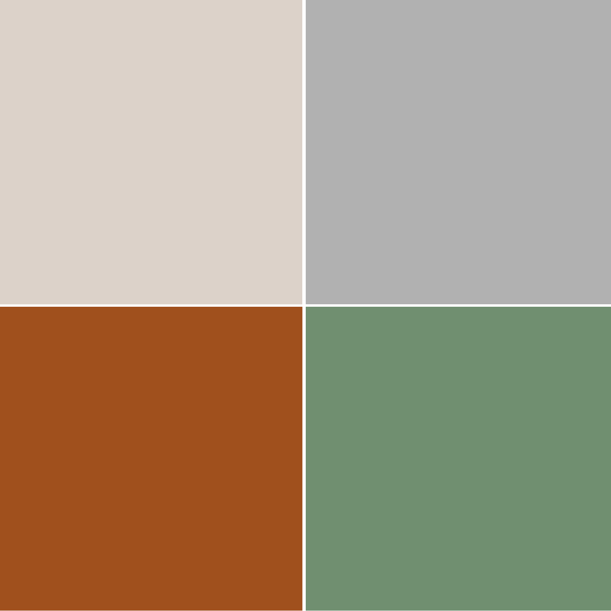 Abbinamento beige con grigio, arancio, verde salvia Abbinamento beige con grigio, arancio, verde salvia