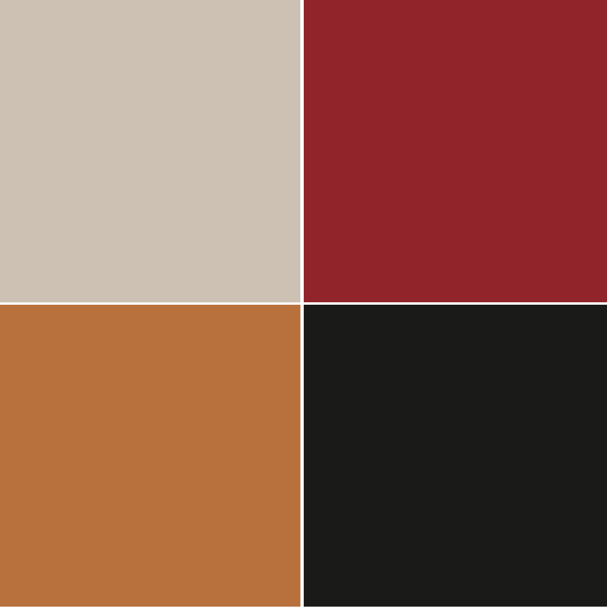 Abbinamento beige con rosso, terracotta, nero Abbinamento beige con rosso, terracotta, nero