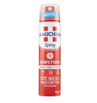 Amuchina Spray Disinfettante, grazie ai suoi principi attivi, disinfetta le superfici eliminando fino al 99.9% di virus, batteri e funghi. La sua azione disinfettante aiuta anche ad eliminare i cattivi odori. Si può usare su diversi tipi di superficie, compresi i tessuti, spruzzandolo direttamente sulla superficie da trattare e lasciandolo agire per qualche minuto. Non necessita di risciacquo. Prezzo 5,28 euro. Amuchina Spray Disinfettante, grazie ai suoi principi attivi, disinfetta le superfici eliminando fino al 99.9% di virus, batteri e funghi. La sua azione disinfettante aiuta anche ad eliminare i cattivi odori. Si può usare su diversi tipi di superficie, compresi i tessuti, spruzzandolo direttamente sulla superficie da trattare e lasciandolo agire per qualche minuto. Non necessita di risciacquo. Prezzo 5,28 euro.