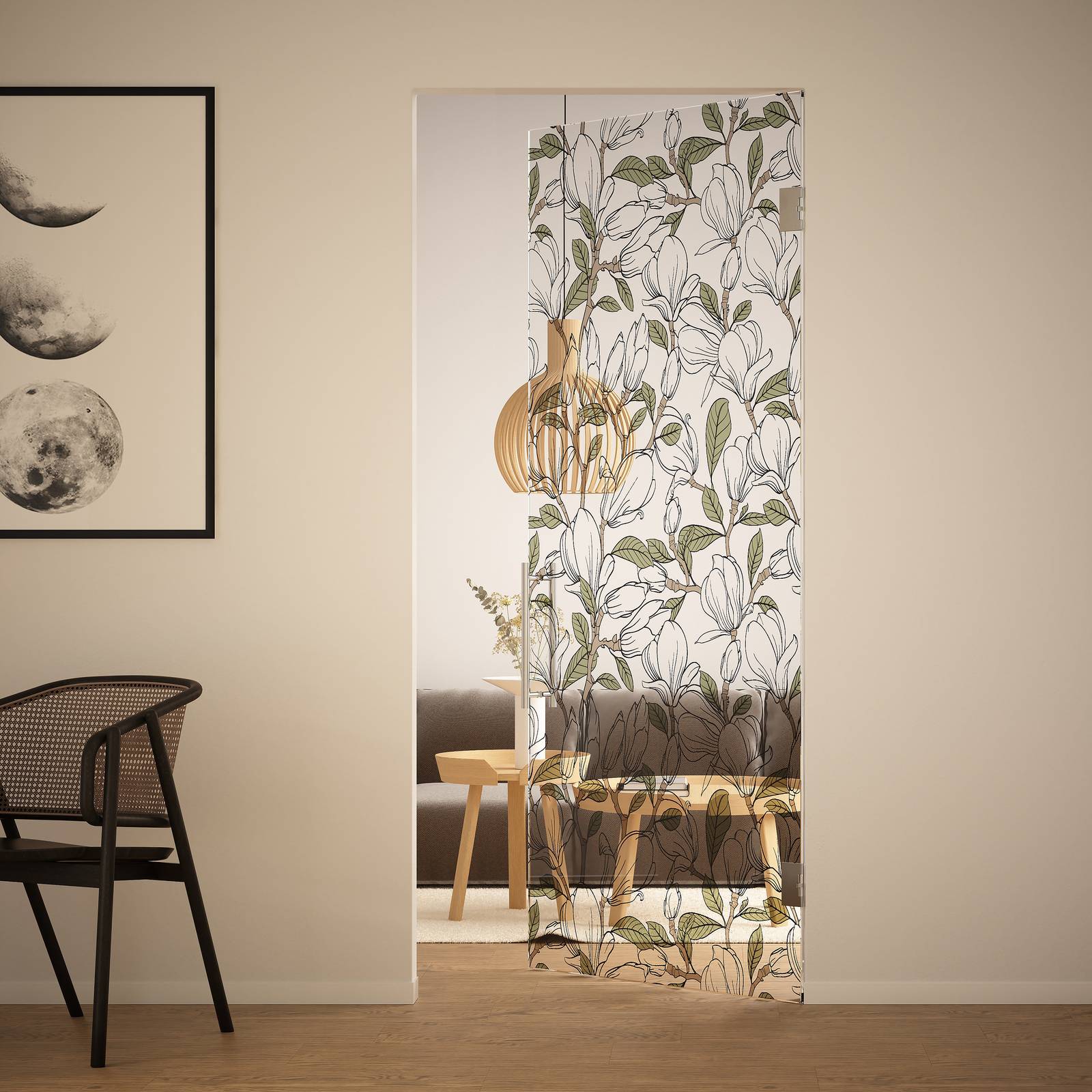 Porta N01 Spring in vetro trasparente extrachiaro con decorazione a colori, per chi cerca la tranquillità della natura e la bellezza della primavera. Porta N01 Spring in vetro trasparente extrachiaro con decorazione a colori, per chi cerca la tranquillità della natura e la bellezza della primavera.