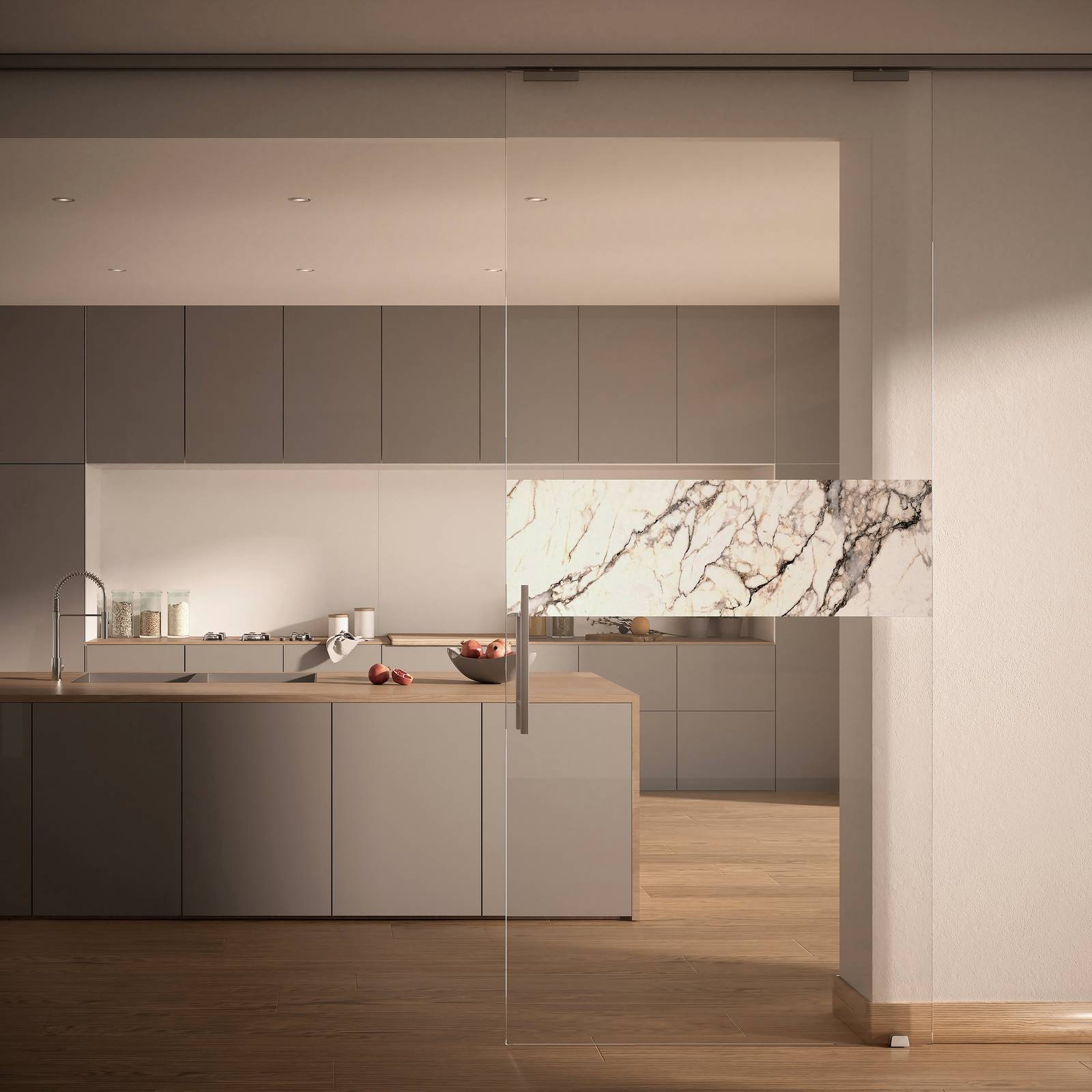 Porta V19 Marmo White in vetro trasparente extrachiaro stampato digitale con disegno orizzontale marmo white di spessore 5+5 mm. Porta V19 Marmo White in vetro trasparente extrachiaro stampato digitale con disegno orizzontale marmo white di spessore 5+5 mm.