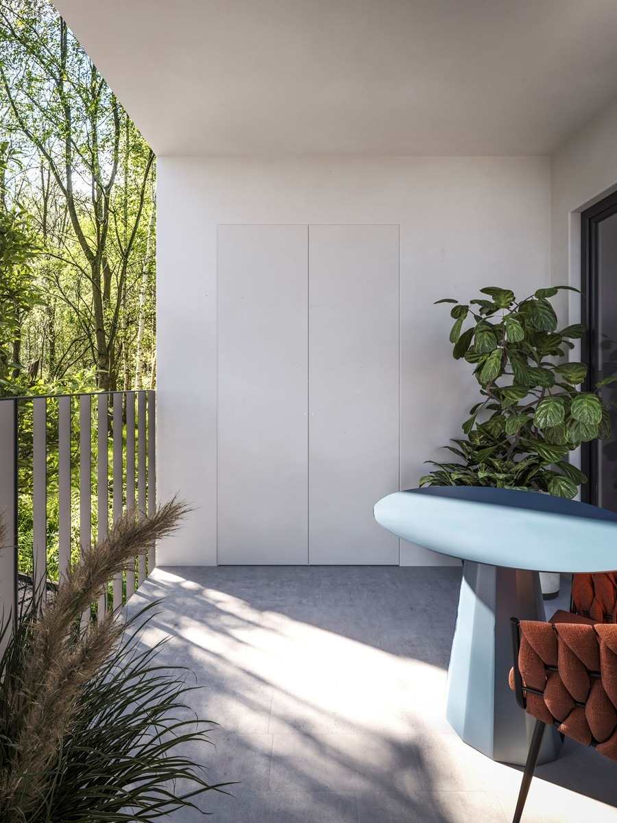 Eclisse Syntesis Areo: due ante chiuse del sistema per esterni che permette di realizzare sportelli a filo integrati Eclisse Syntesis Areo: due ante chiuse del sistema per esterni che permette di realizzare sportelli a filo integrati