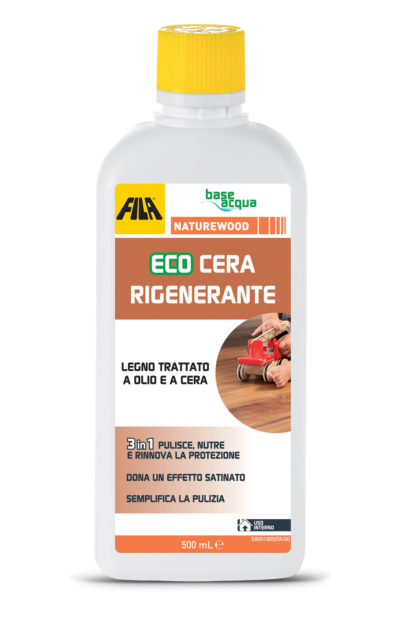 Prodotto naturale, miscela di cere naturali a base acqua, NATUREWOOD nutre in profondità il legno trattato ad olio e a cera, rinnova la protezione da macchie e sporco. È facile da applicare e facilita la successiva pulizia. Offre ottima resistenza al calpestio. L'applicazione è rapida e asciuga velocemente. Non crea alcuna pellicola sulla superficie nel tempo. È un prodotto pronto all’uso. Ravviva i pavimenti spenti, disidratati o segnati dall’usura. Uniforma la colorazione della superficie e dona al materiale un gradevole effetto satinato. È pronto all’uso, basta agitare bene prima dell’uso. Su pavimento preventivamente pulito, applicare NATUREWOOD con un panno pulito, distribuendolo in modo uniforme. Lasciare asciugare e lucidare con panno di lana o lucidatrice. Prodotto naturale, miscela di cere naturali a base acqua, NATUREWOOD nutre in profondità il legno trattato ad olio e a cera, rinnova la protezione da macchie e sporco. È facile da applicare e facilita la successiva pulizia. Offre ottima resistenza al calpestio. L'applicazione è rapida e asciuga velocemente. Non crea alcuna pellicola sulla superficie nel tempo. È un prodotto pronto all’uso. Ravviva i pavimenti spenti, disidratati o segnati dall’usura. Uniforma la colorazione della superficie e dona al materiale un gradevole effetto satinato. È pronto all’uso, basta agitare bene prima dell’uso. Su pavimento preventivamente pulito, applicare NATUREWOOD con un panno pulito, distribuendolo in modo uniforme. Lasciare asciugare e lucidare con panno di lana o lucidatrice.