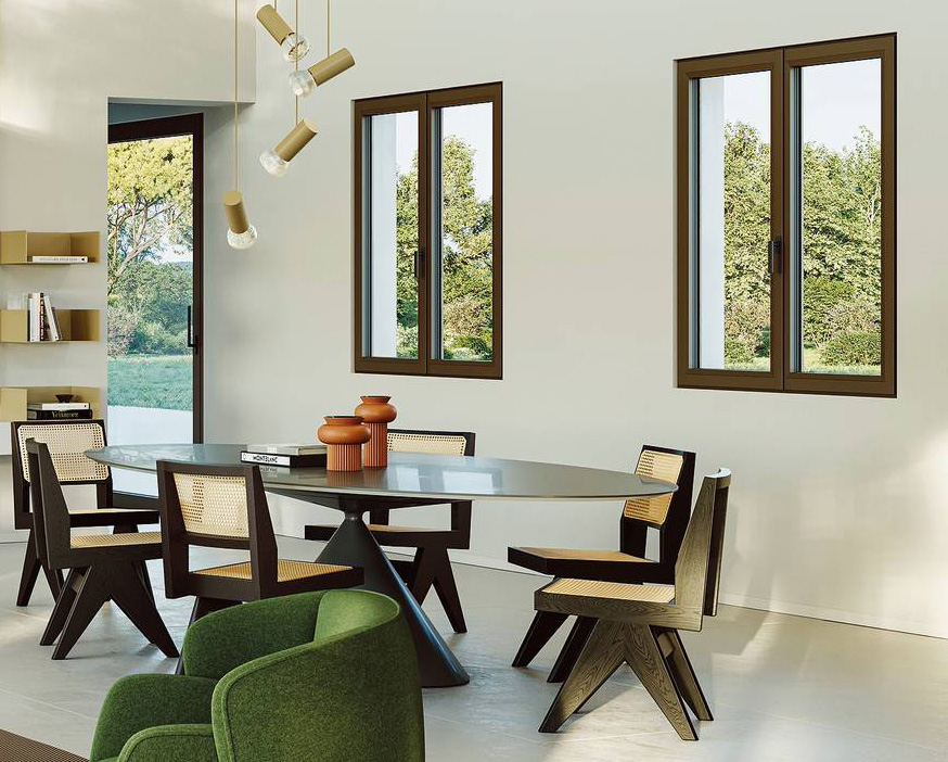 Softline 76 Italia di Veka è un sistema con profili multicamera in pvc con rinforzi in acciaio. I vetri possono essere doppi o tripli, con spessore fino a 54 mm, che ne migliora le prestazioni. Trasmittanza termica Uw fino a 0,8 W/m²K. Diverse le finiture, tra cui laccate soft touch Spectral. www.veka.it