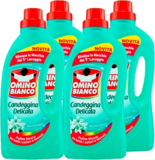 La candeggina delicata di Omino Bianco consente di eliminare facilmente lo sporco e igienizzare i capi di abbigliamento e i tessili di casa senza rovinarli. Prezzo: 14,99 euro 4 flaconi da 1,5 litri su amazon.it La candeggina delicata di Omino Bianco consente di eliminare facilmente lo sporco e igienizzare i capi di abbigliamento e i tessili di casa senza rovinarli. Prezzo: 14,99 euro 4 flaconi da 1,5 litri su amazon.it