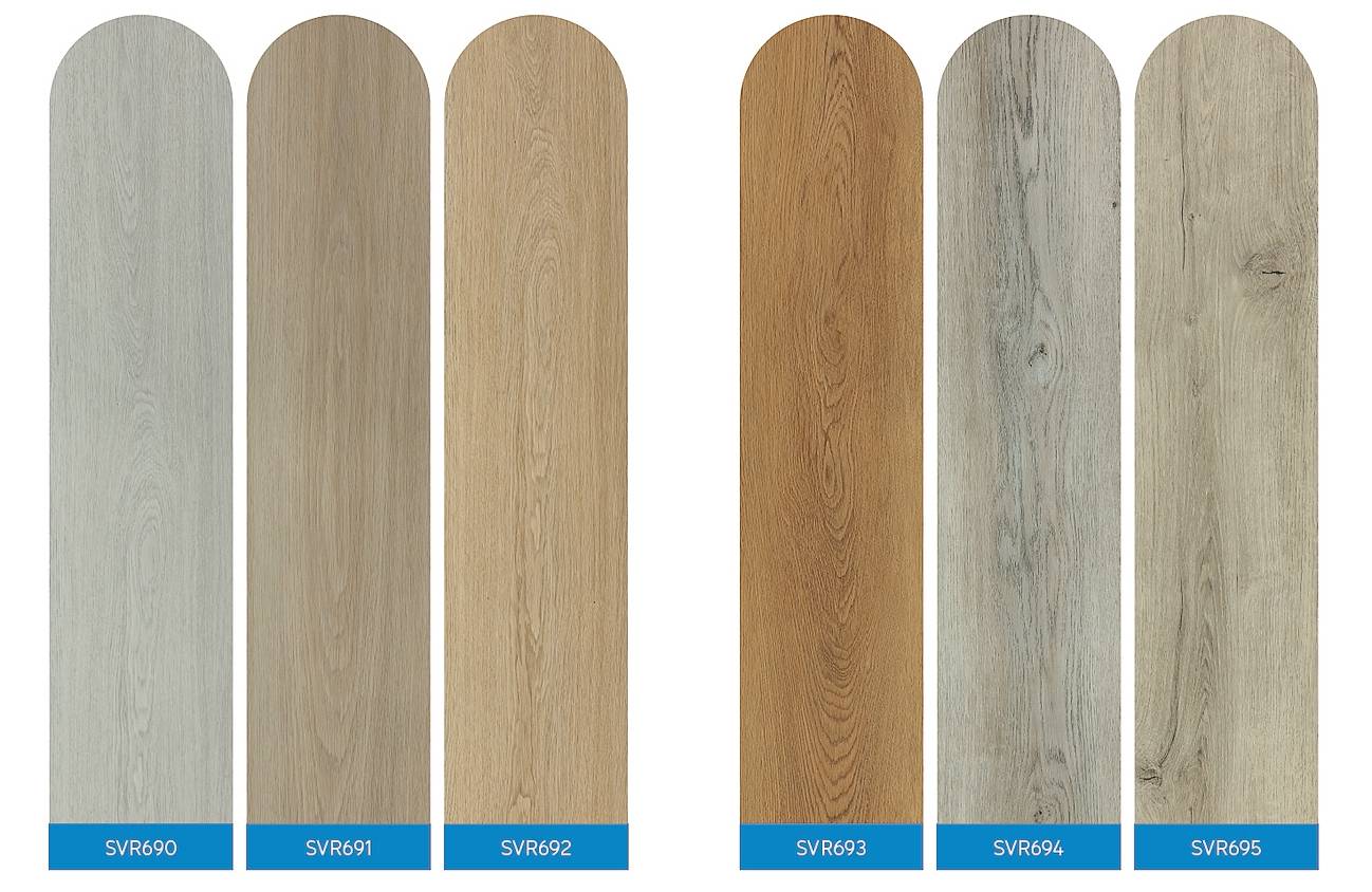 Finitura extra opaca
per SVR6EVO di BGP Group,
pavimento SPC effetto legno,
in varie sfumature. Le doghe,
con materassino fonoassorbente
alla base, misurano 180 x
22,8 cm, spessore 6 mm.
La posa è a incastro
senza colla, anche con
riscaldamento a pavimento. Costa
a partire da 53 euro al mq + Iva. www.smartfloors.it