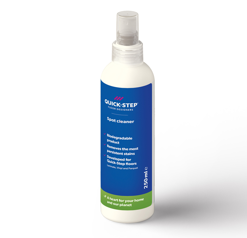 Spot cleaner da
250 ml è uno smacchiatore sviluppato appositamente per i pavimenti Quick-Step. per rimuovere anche
le macchie più ostinate come quelle lasciate da pennarello indelebile, vernice o vino rosso, nonché liquidi rovesciati e molto altro ancora. Spot cleaner da
250 ml è uno smacchiatore sviluppato appositamente per i pavimenti Quick-Step. per rimuovere anche
le macchie più ostinate come quelle lasciate da pennarello indelebile, vernice o vino rosso, nonché liquidi rovesciati e molto altro ancora.